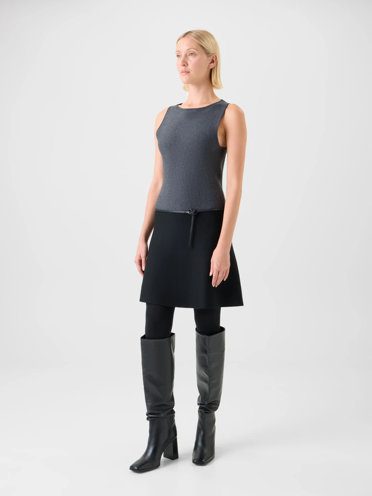 A-Line Belted Milano Knit Mini Dress - Image 4