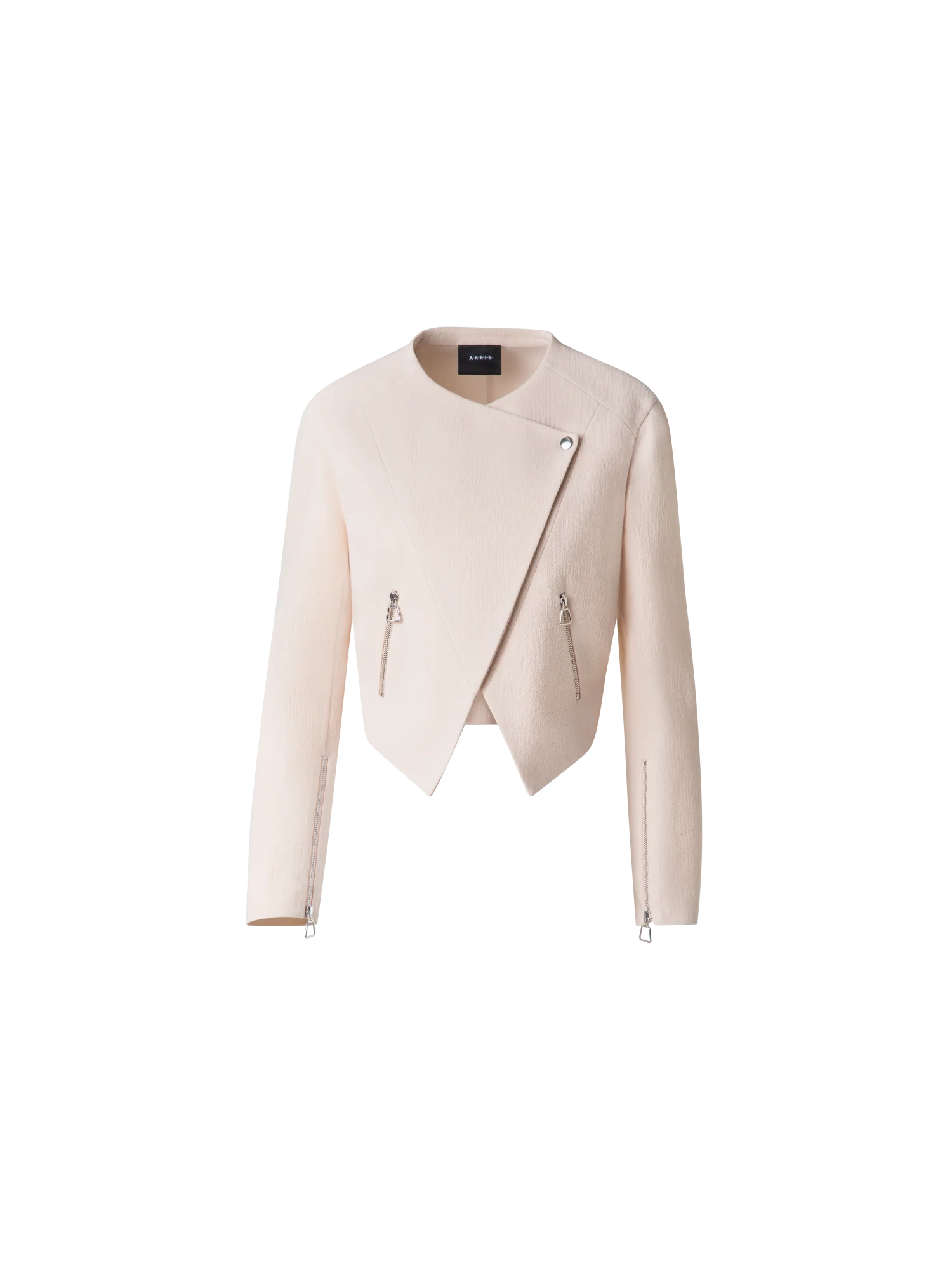 Asymmetrical Fitted Jacket in Wool Double-Face