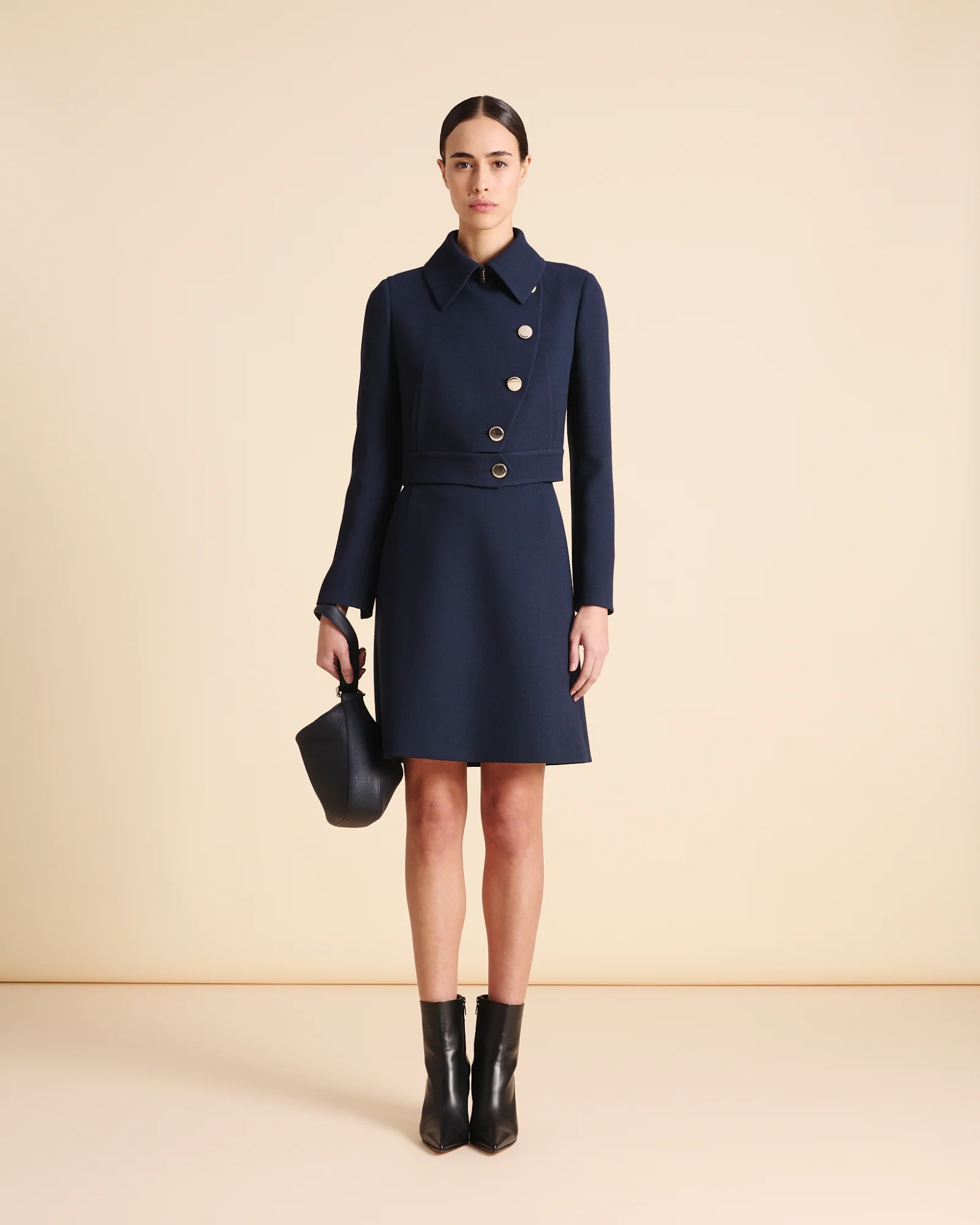 Asymmetrical Short Jacket in Wool Double-Face - Image 2