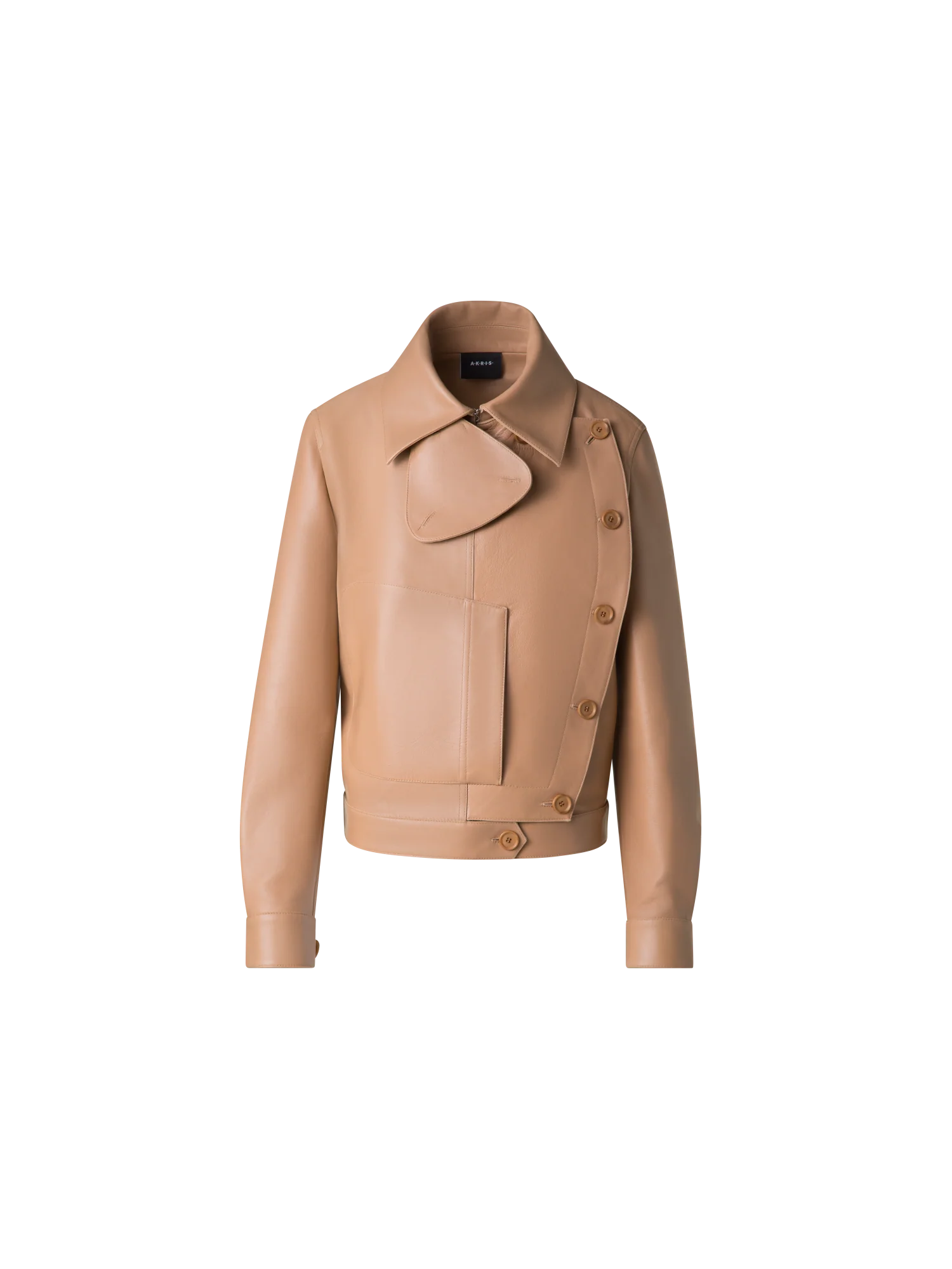 Asymmetrical Trench Leather Jacket