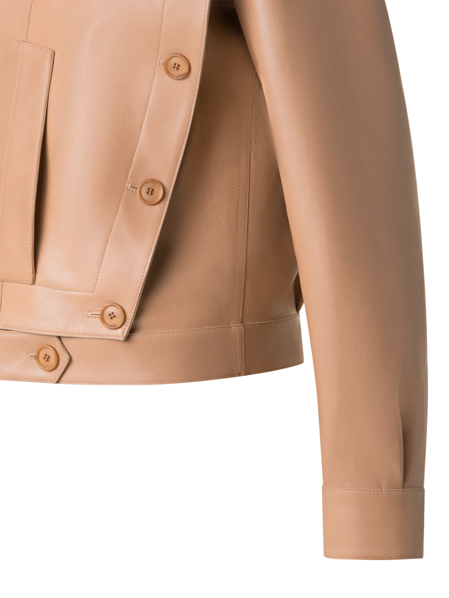 Asymmetrical Trench Leather Jacket - Image 3