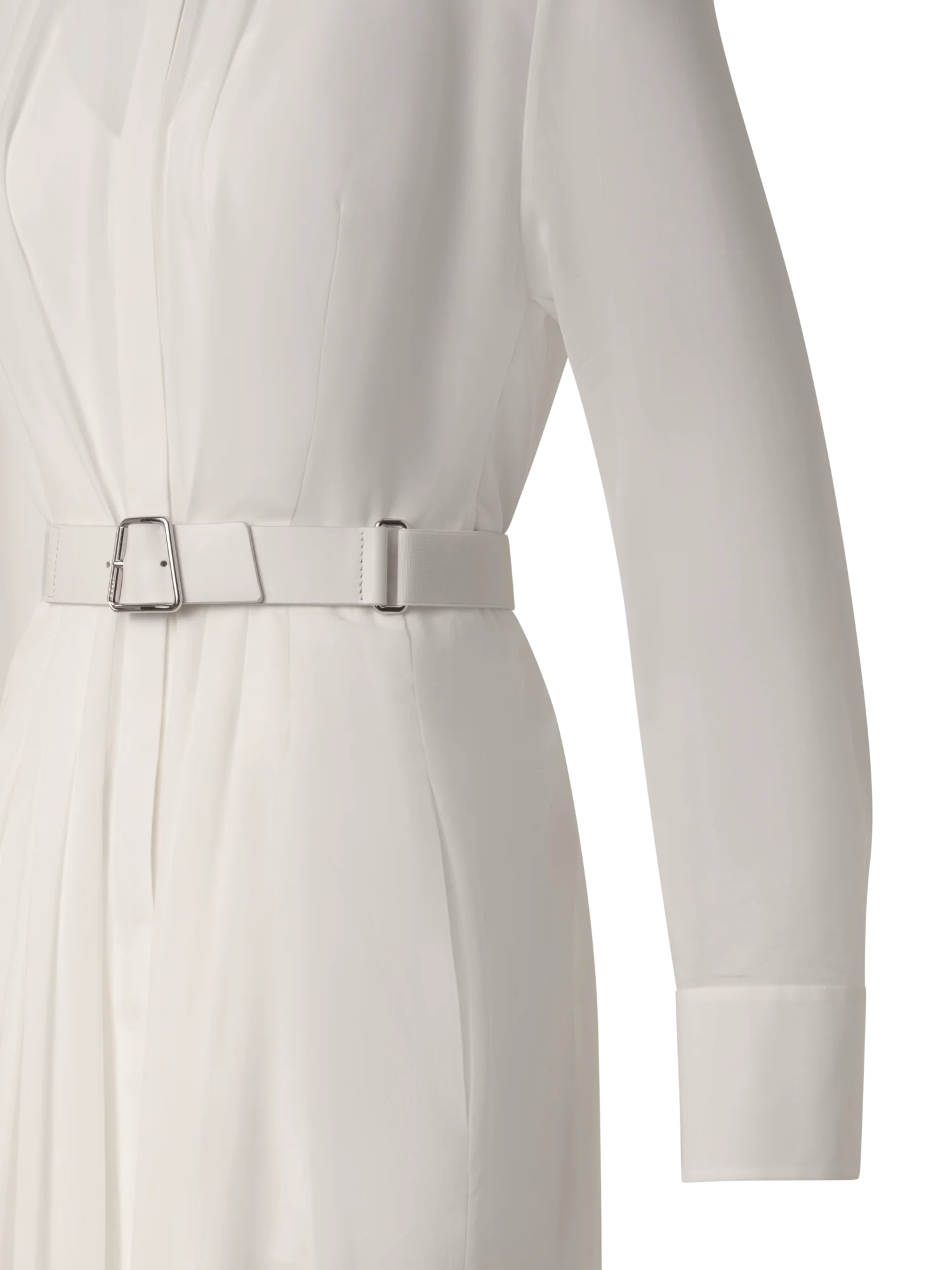 Belted Long Sleeve Shirt Dress in Cotton Voile - Image 2
