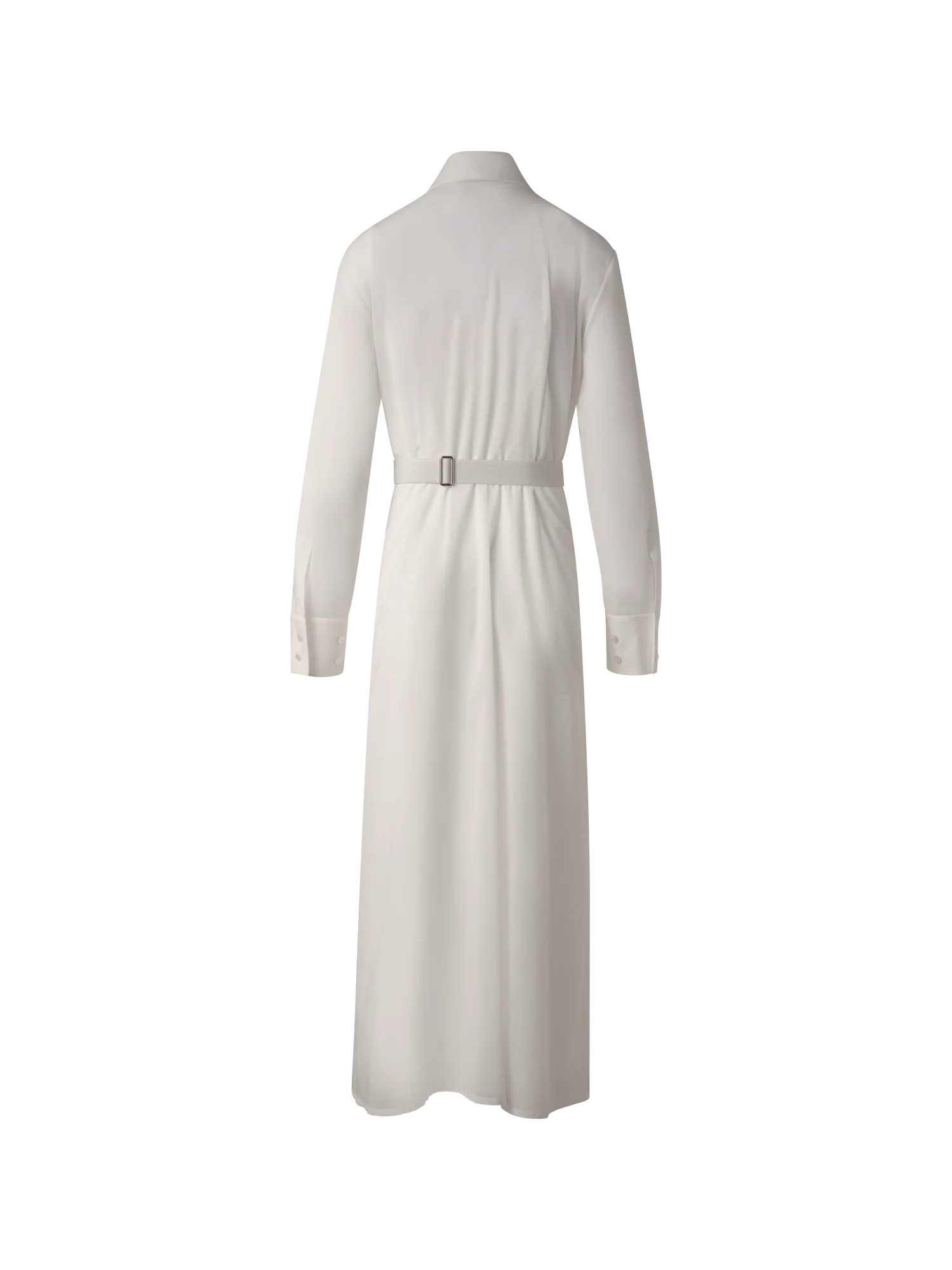 Belted Long Sleeve Shirt Dress in Cotton Voile - Image 3