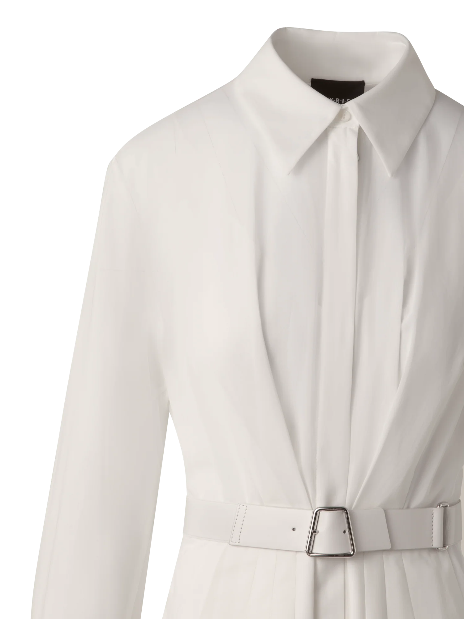 Belted Long Sleeve Shirt Dress in Cotton Voile - Image 4