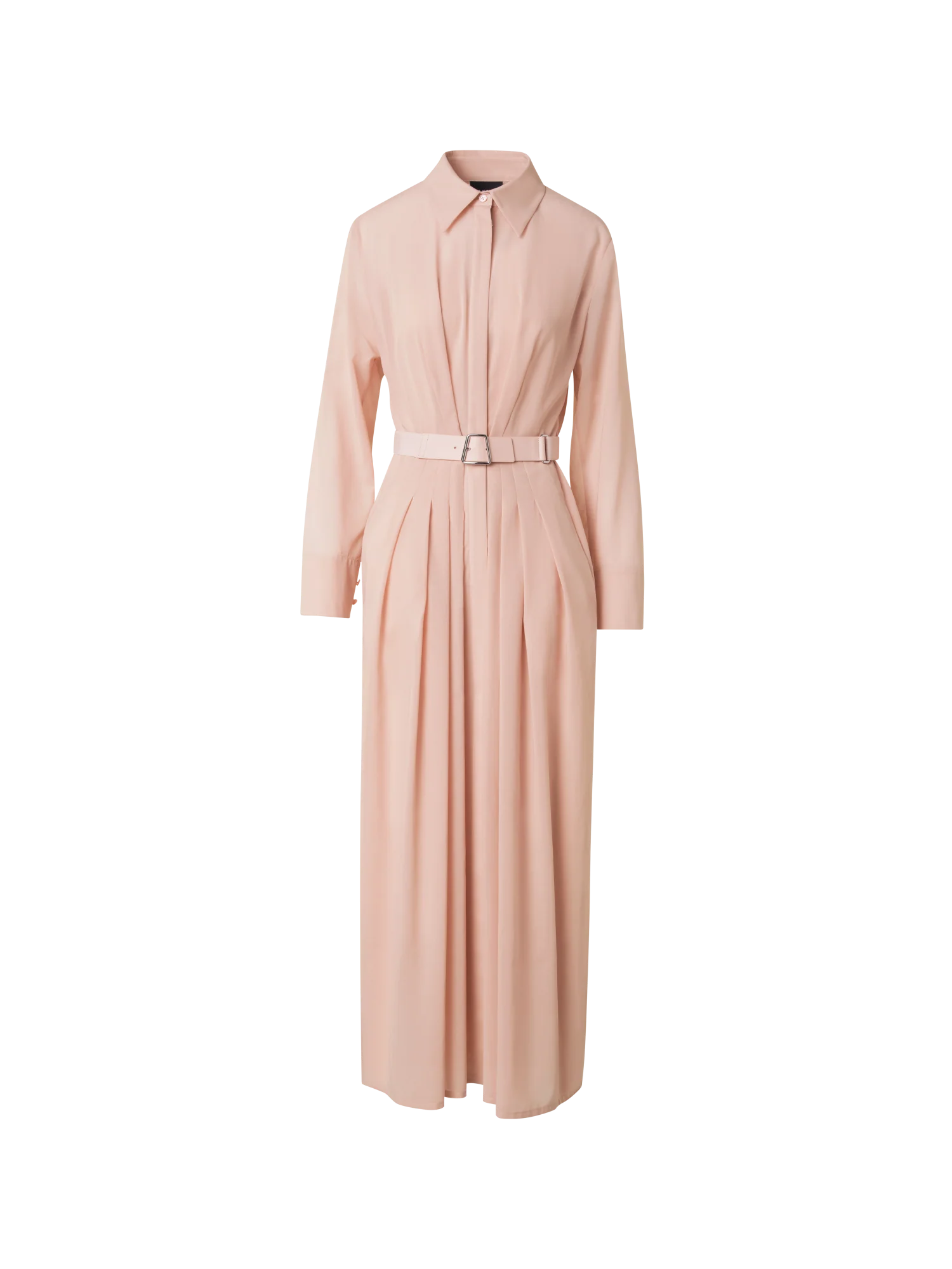 Belted Long Sleeve Shirt Dress in Cotton Voile