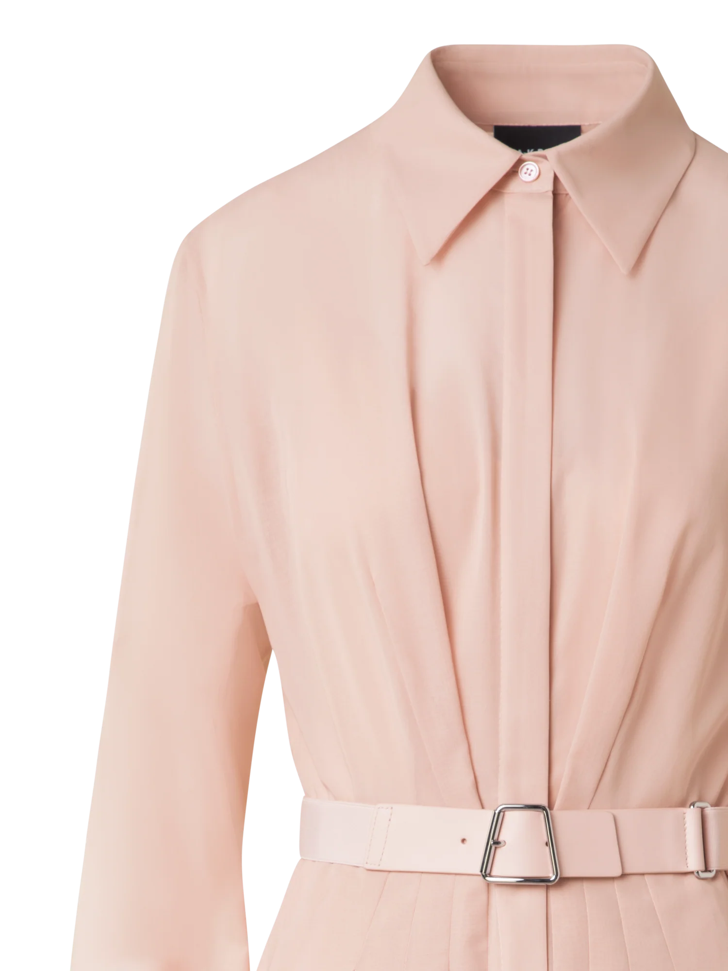 Belted Long Sleeve Shirt Dress in Cotton Voile - Image 4