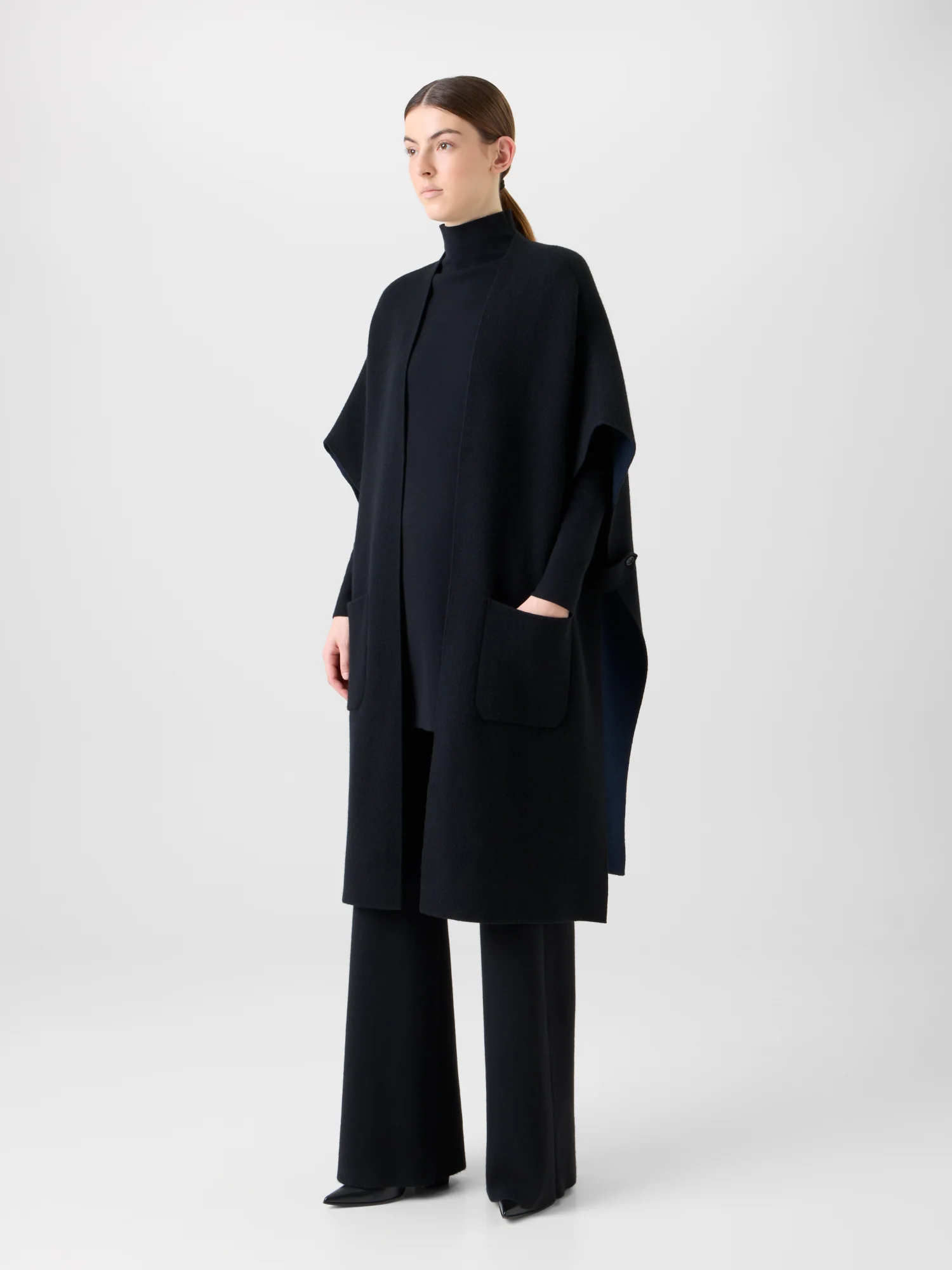 Bi-Color Cashmere Double-Face Knit Cape - Image 7