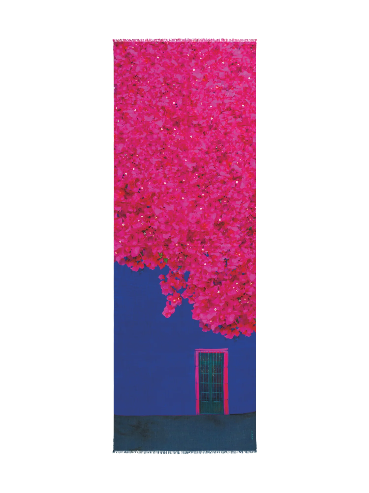 Scarf in Cashmere and Silk with Bougainvillea Porta Print