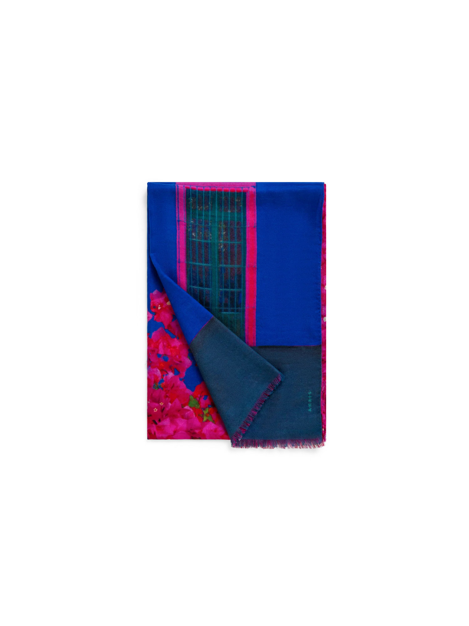 Scarf in Cashmere and Silk with Bougainvillea Porta Print - Image 3
