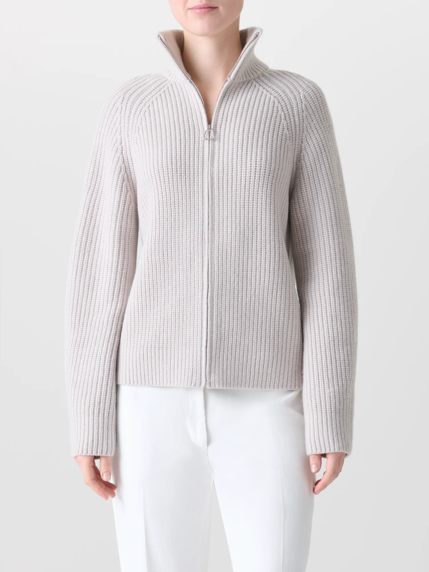 Boxy Rib Knit Cardigan in Pure Cashmere - Image 2