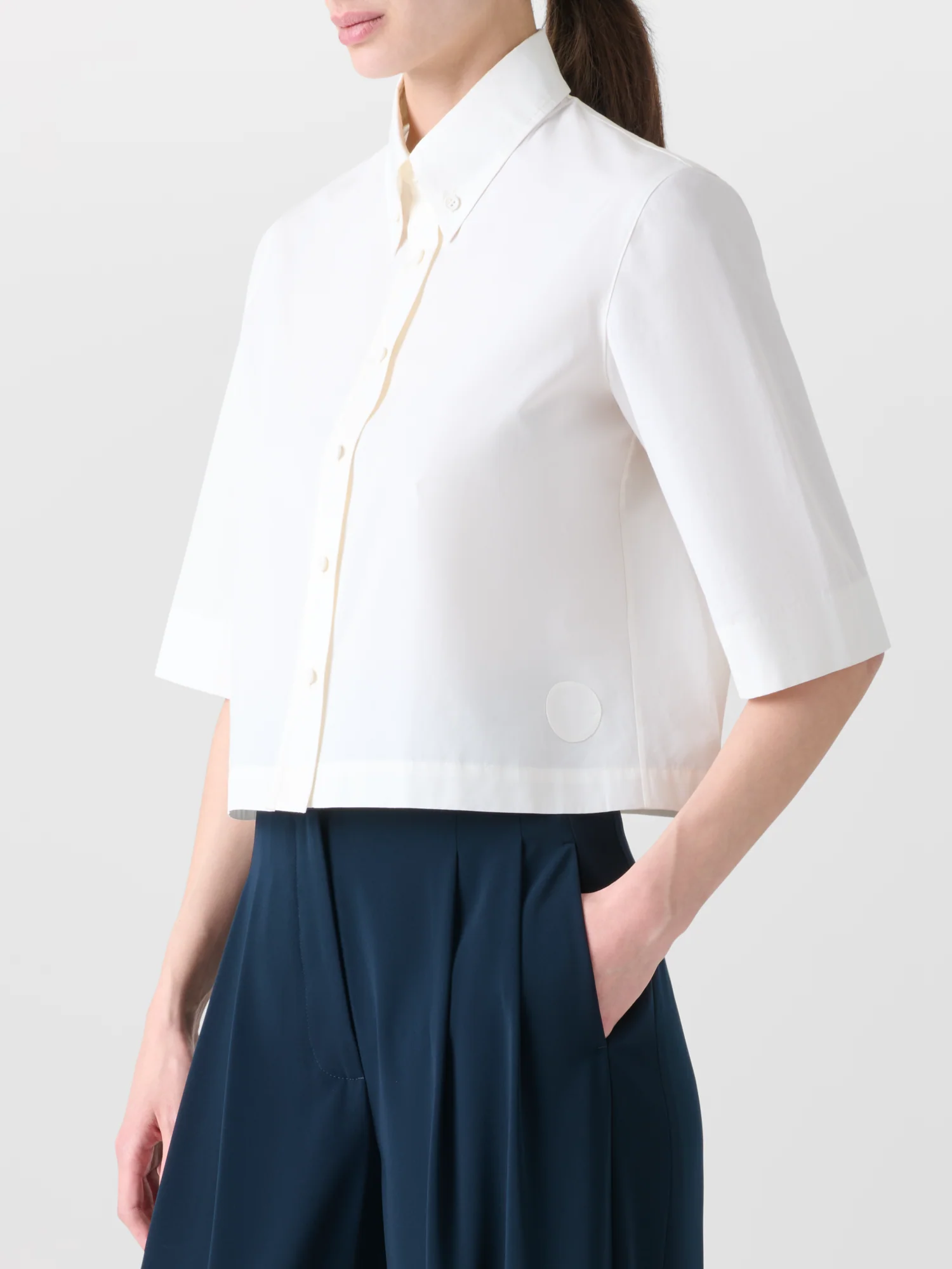 Boxy Short-Sleeve Cotton Blouse - Image 2