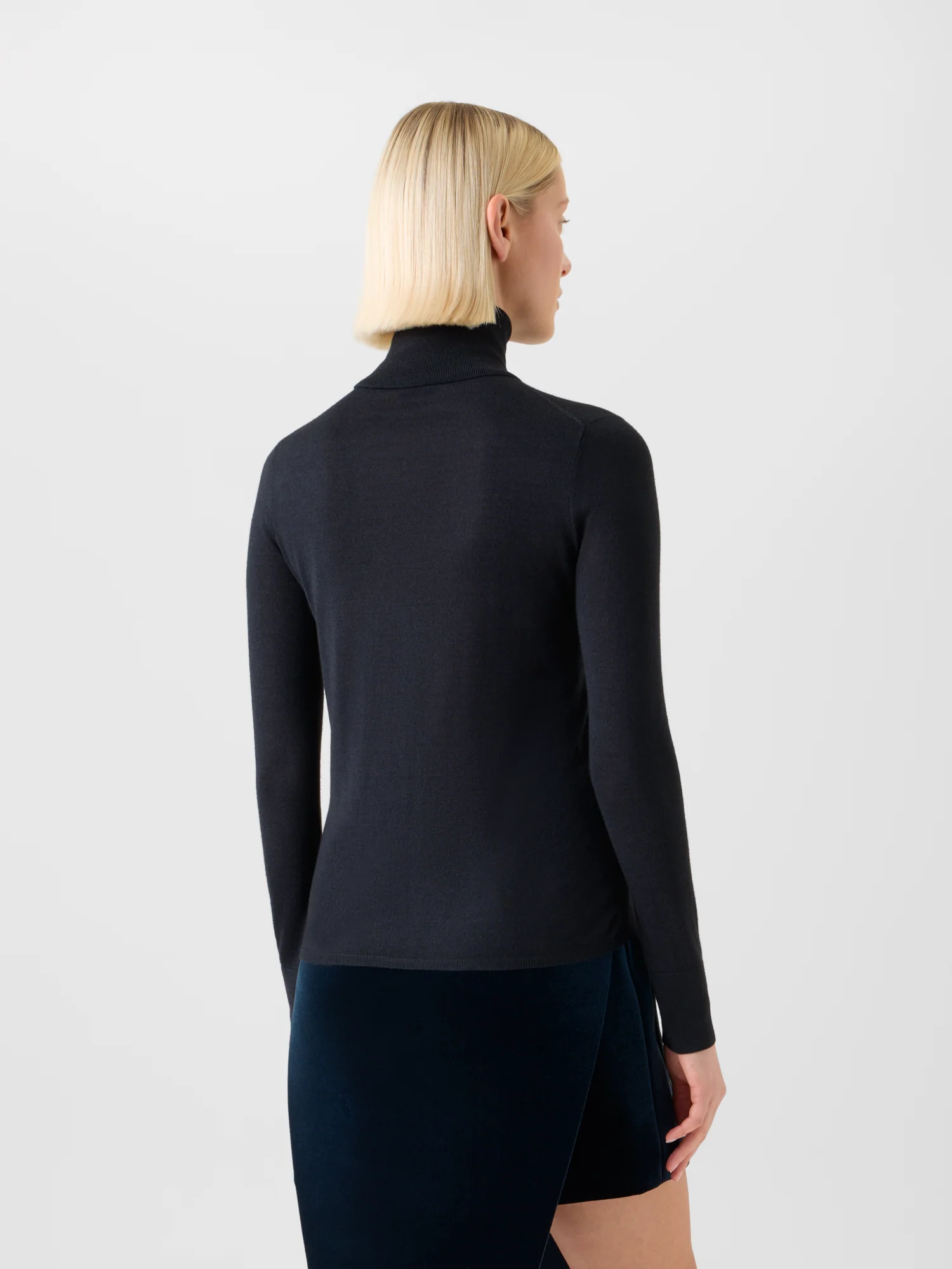 Cashmere Silk Mock Neck Sweater with Rib Cuff - Image 5