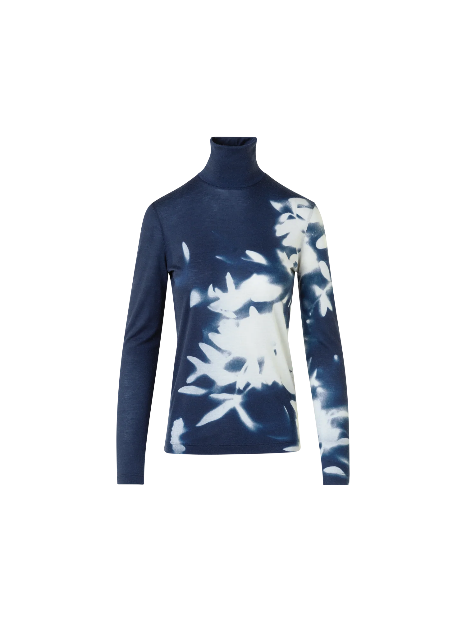 Cashmere Silk Mock Neck Wildflower Print Top