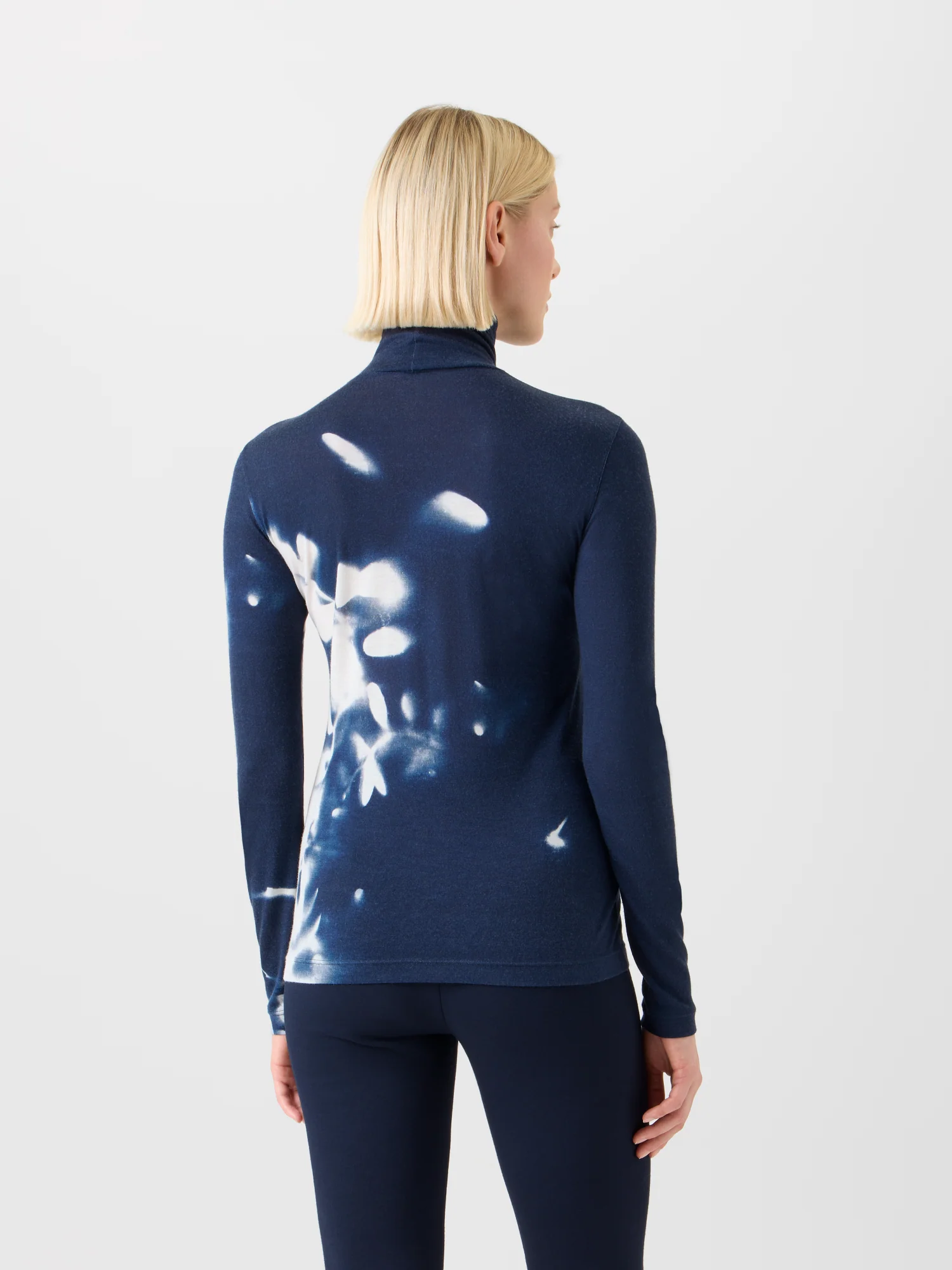 Cashmere Silk Mock Neck Wildflower Print Top - Image 5