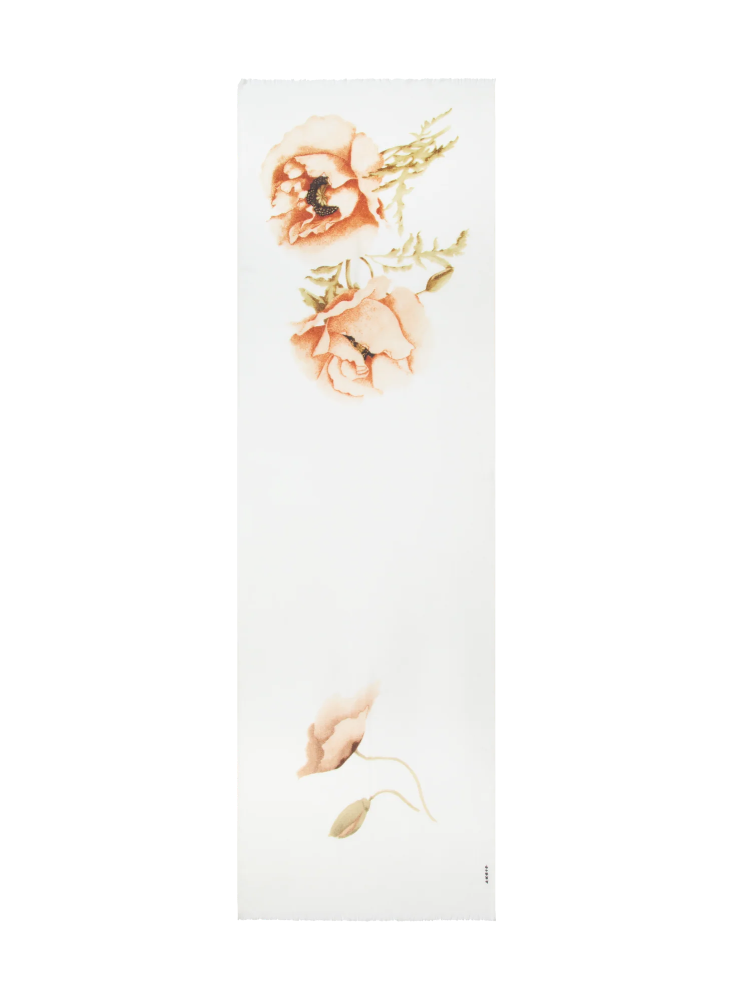 Cashmere Silk Scarf with Placed Anemone Print