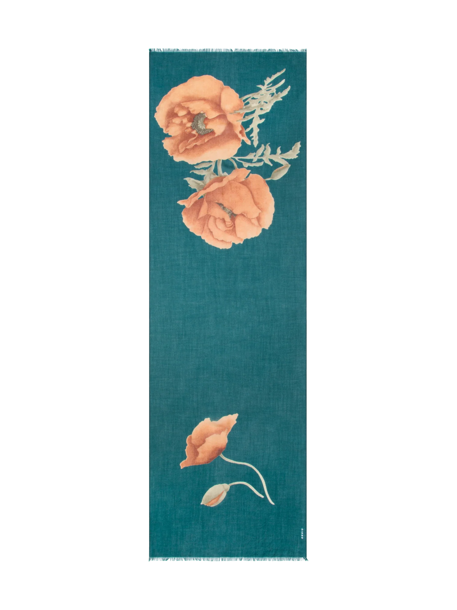 Cashmere Silk Scarf with Placed Anemone Print