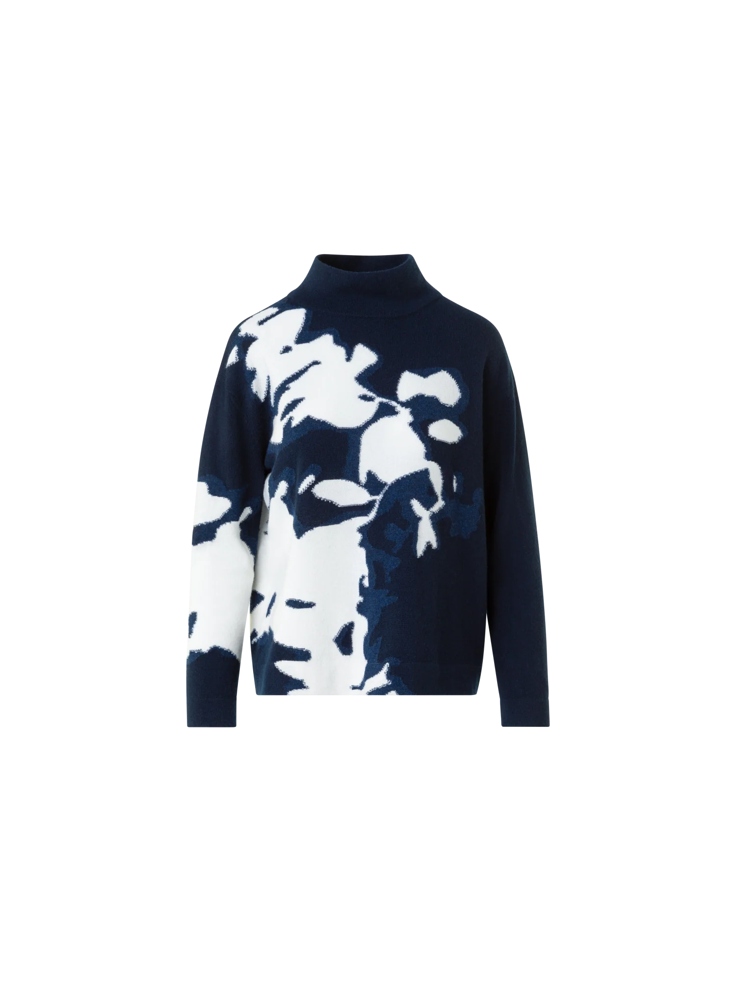 Cashmere Wildflower Intarsia Mock Neck Sweater