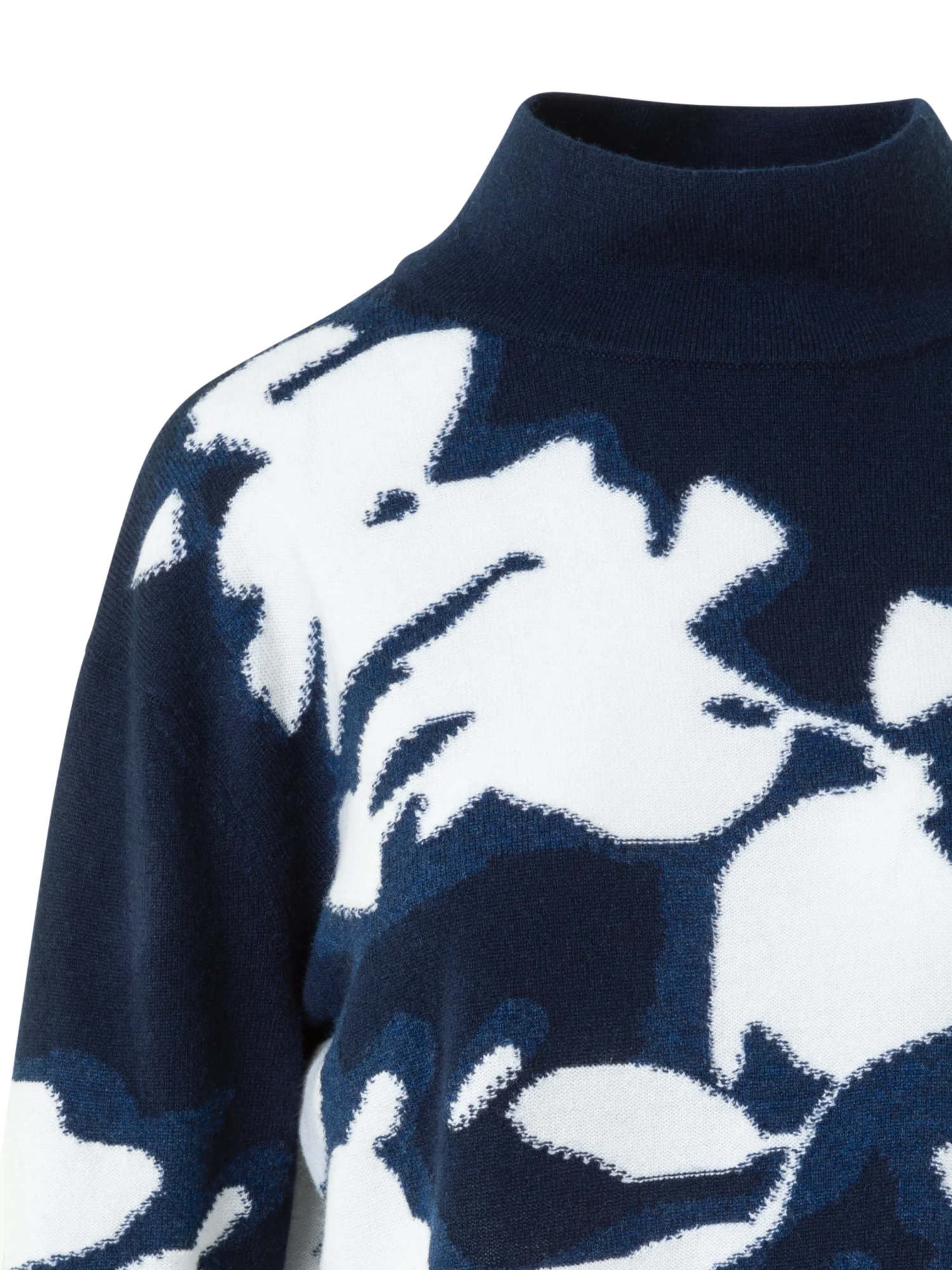 Cashmere Wildflower Intarsia Mock Neck Sweater - Image 3