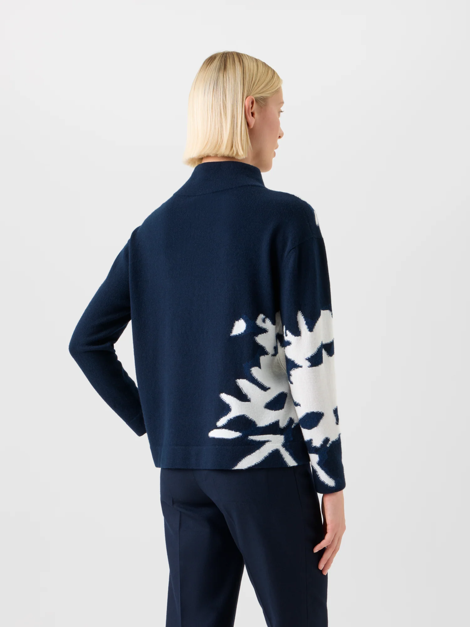 Cashmere Wildflower Intarsia Mock Neck Sweater - Image 5