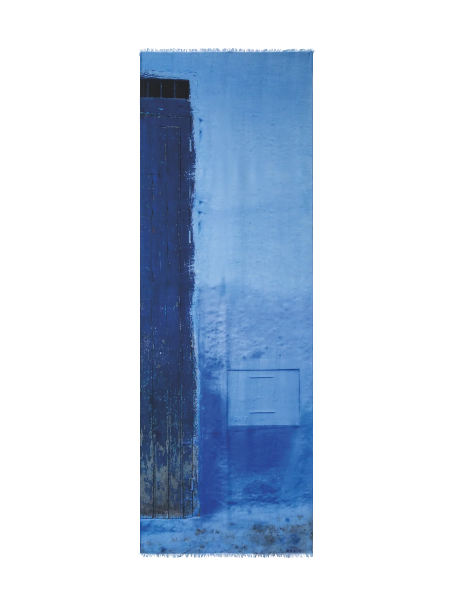 Cashmere Silk Chefchaouen Wood Door Print Scarf