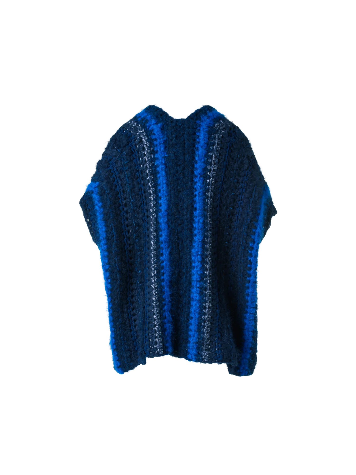 Chunky Crocheted Cashmere Silk Striped Gilet - Image 6