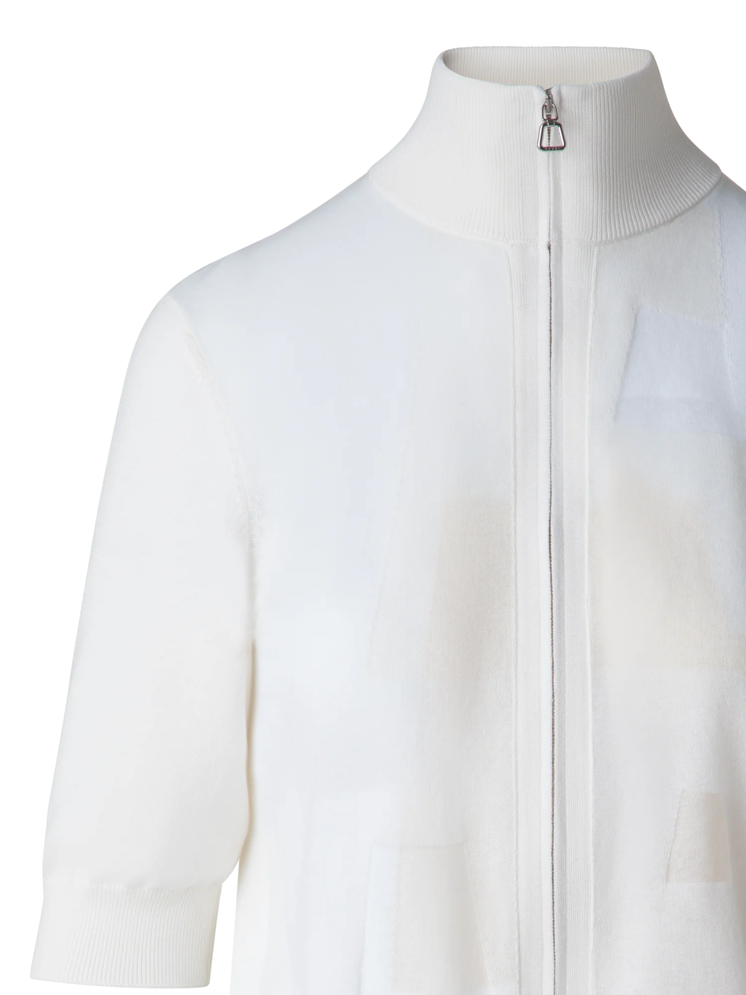 Cotton Knit Cardigan with Trpezoid Jacquard - Image 4