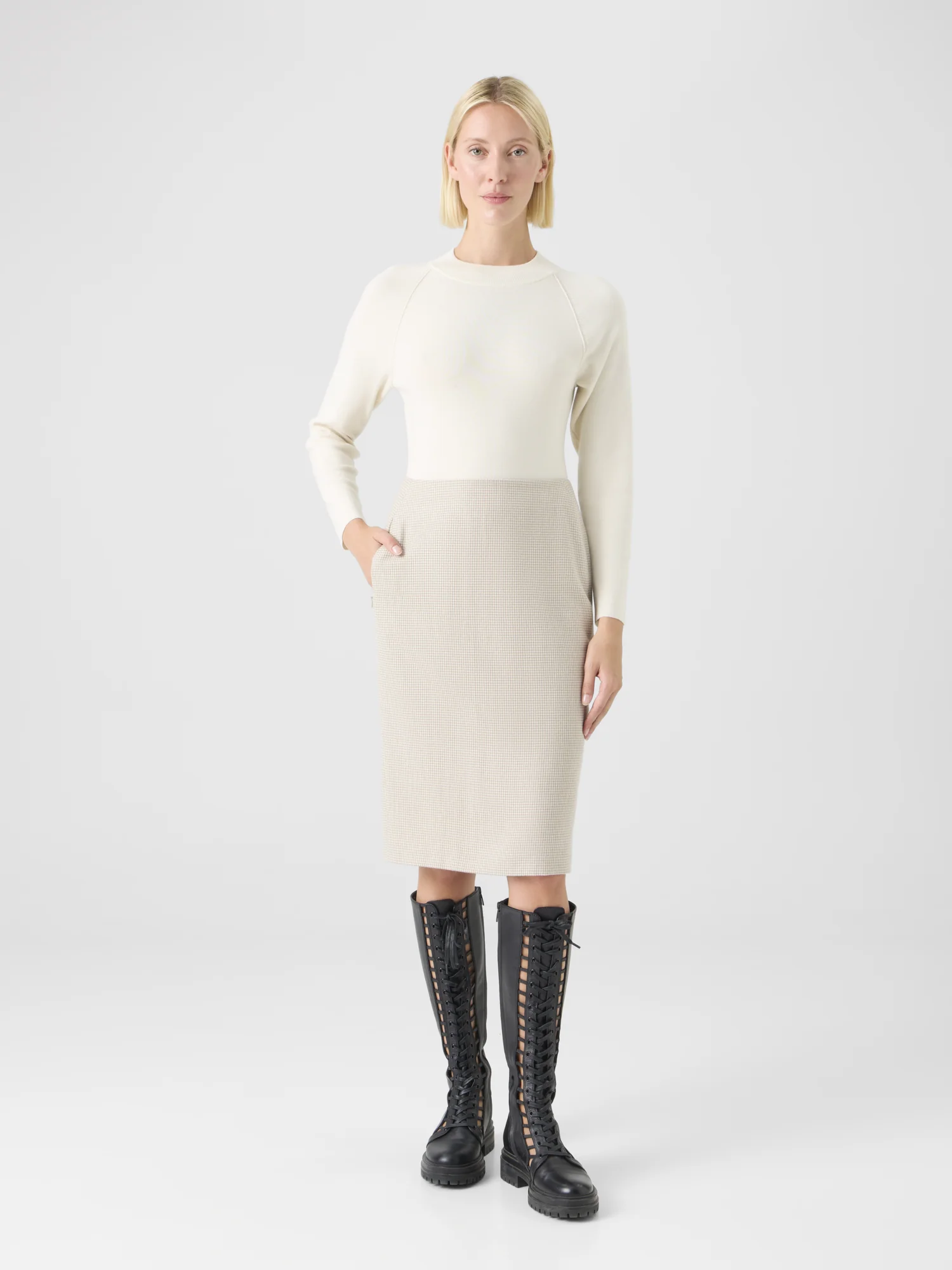 Cashmere Pepita Pencil Skirt - Image 2