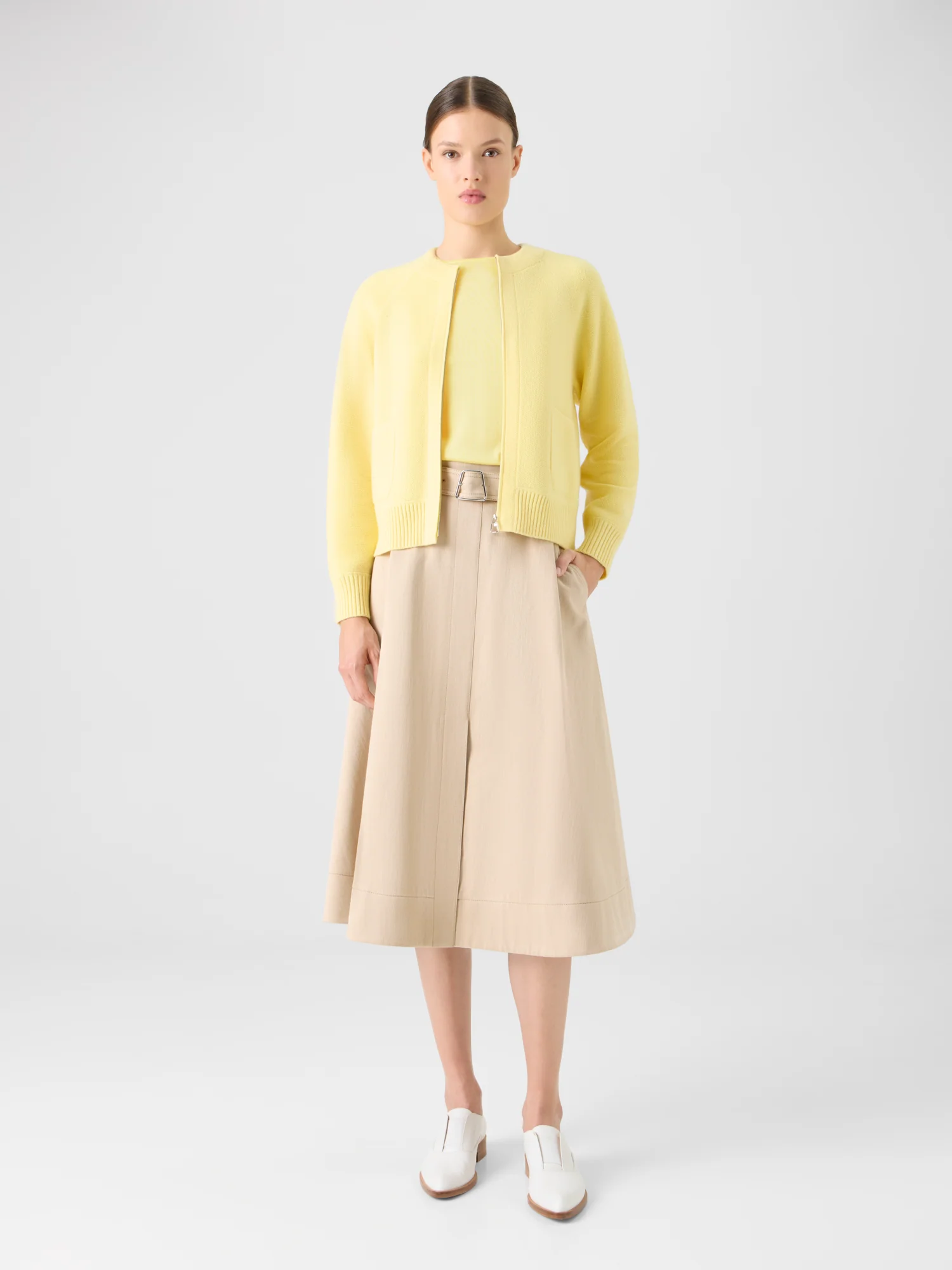 Cashmere Piqué Zip Cardigan - Image 2