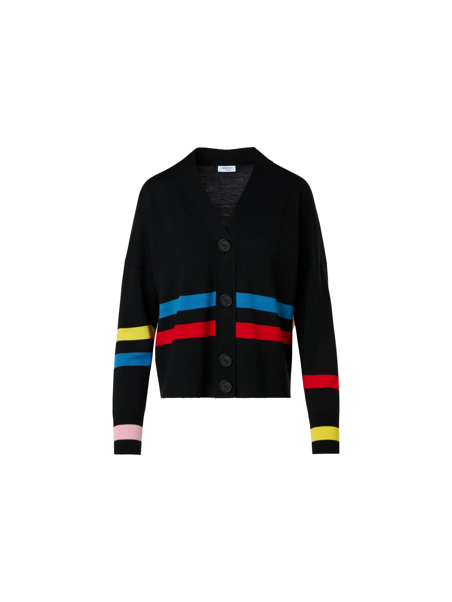Color-Block Stripe Merino Wool Cardigan