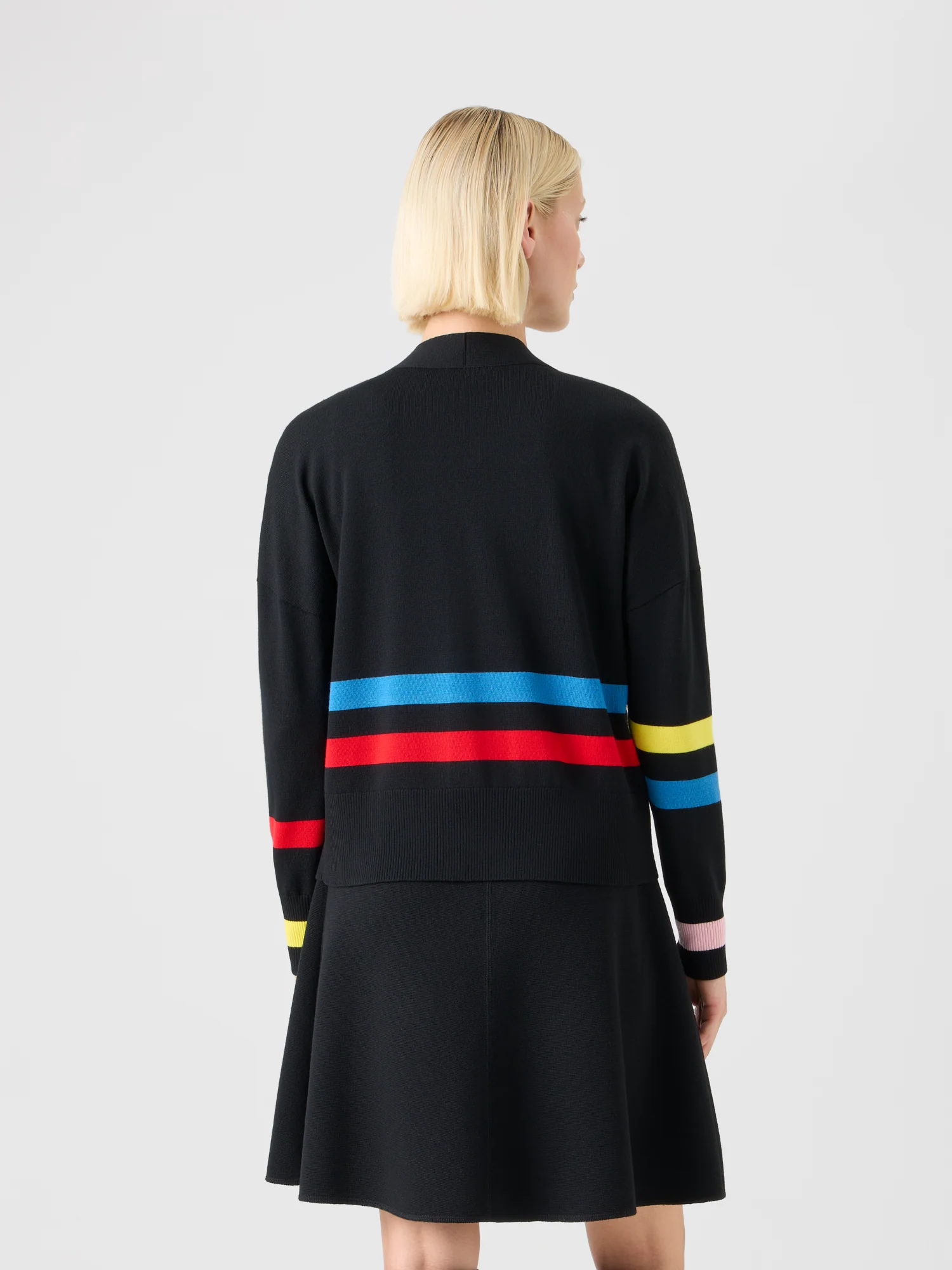 Color-Block Stripe Merino Wool Cardigan - Image 5
