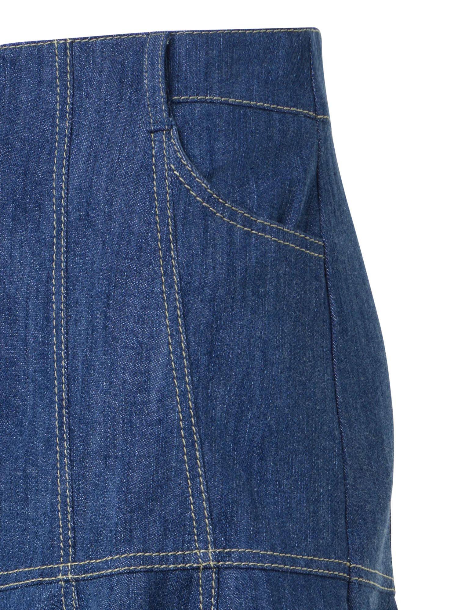 Cotton Denim Midi Skirt with Flared Hem - Image 3