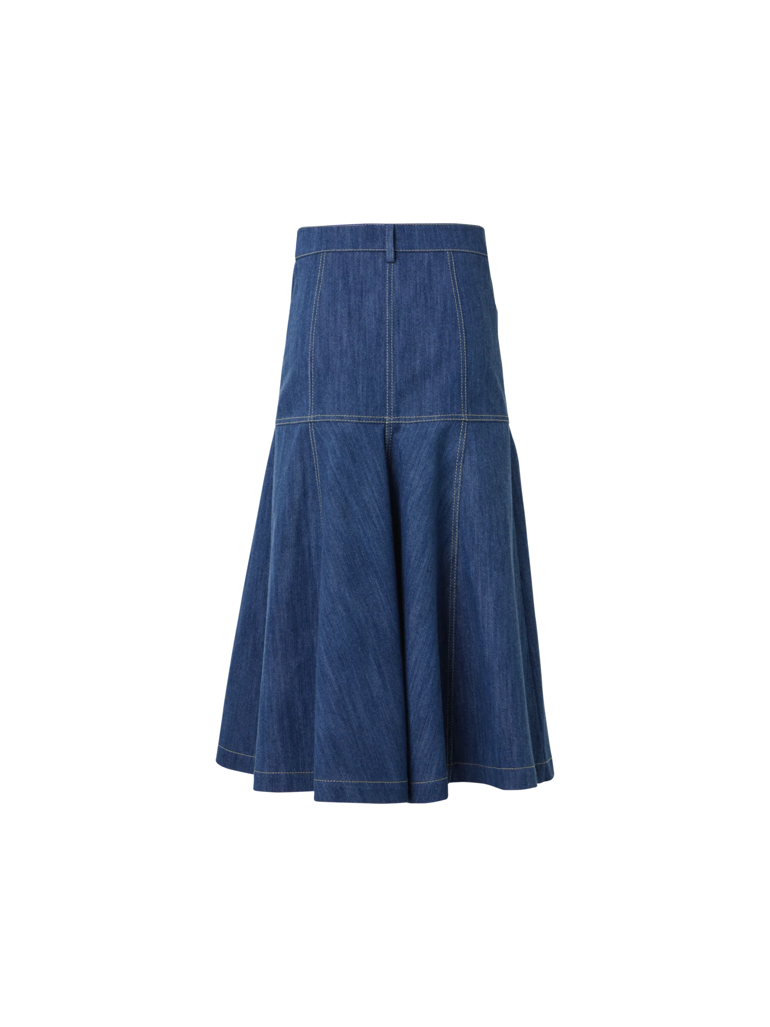 Cotton Denim Midi Skirt with Flared Hem - Image 6
