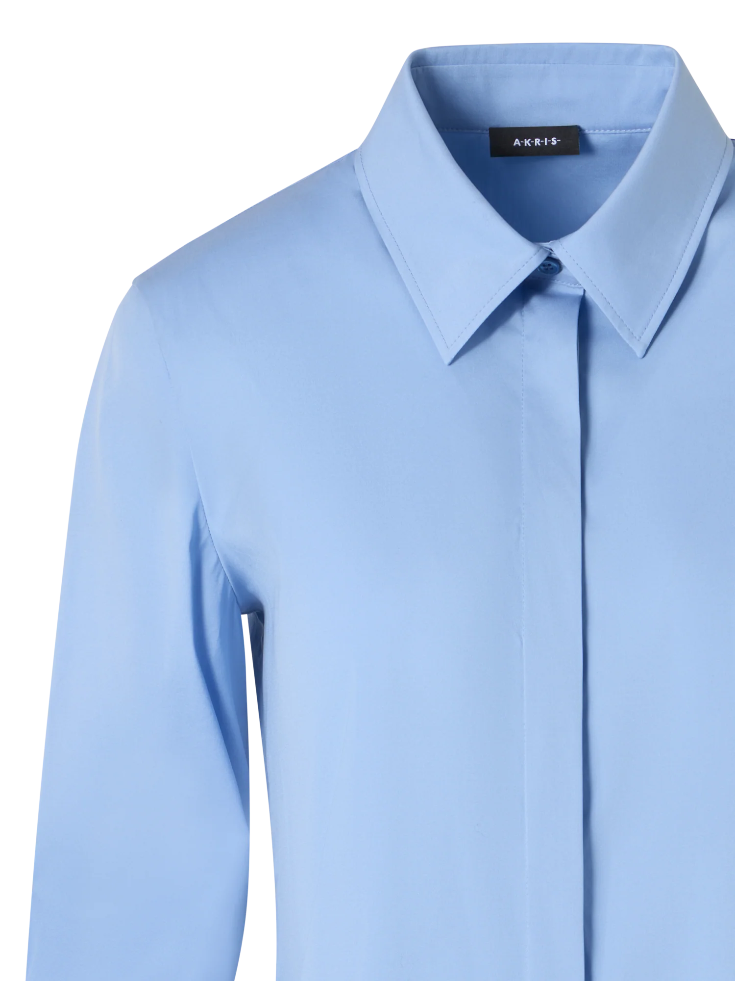 Cotton Poplin Blouse with Contrast Cuffs - Image 2