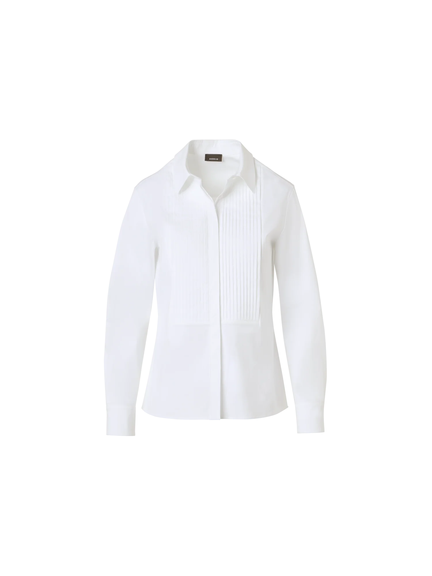 Cotton Poplin Blouse with Pleated Plastron