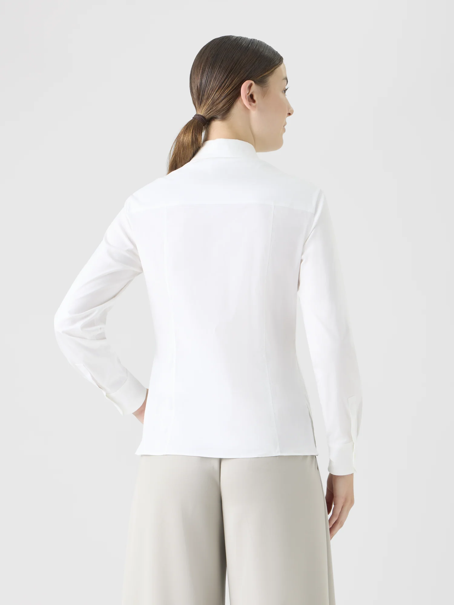 Cotton Poplin Blouse with Pleated Plastron - Image 4