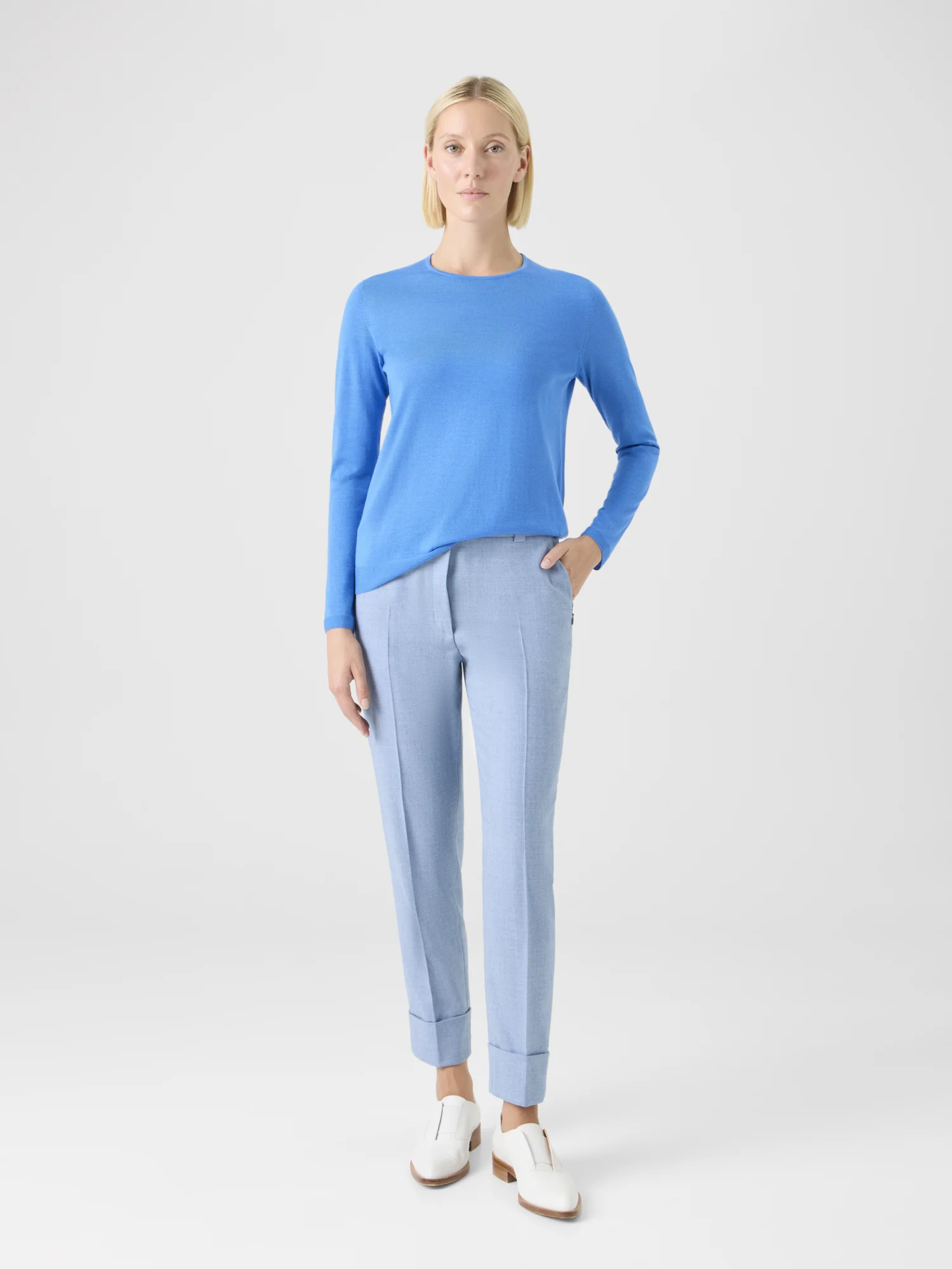 Cropped Tapered Wool Flannel Pants - Image 2