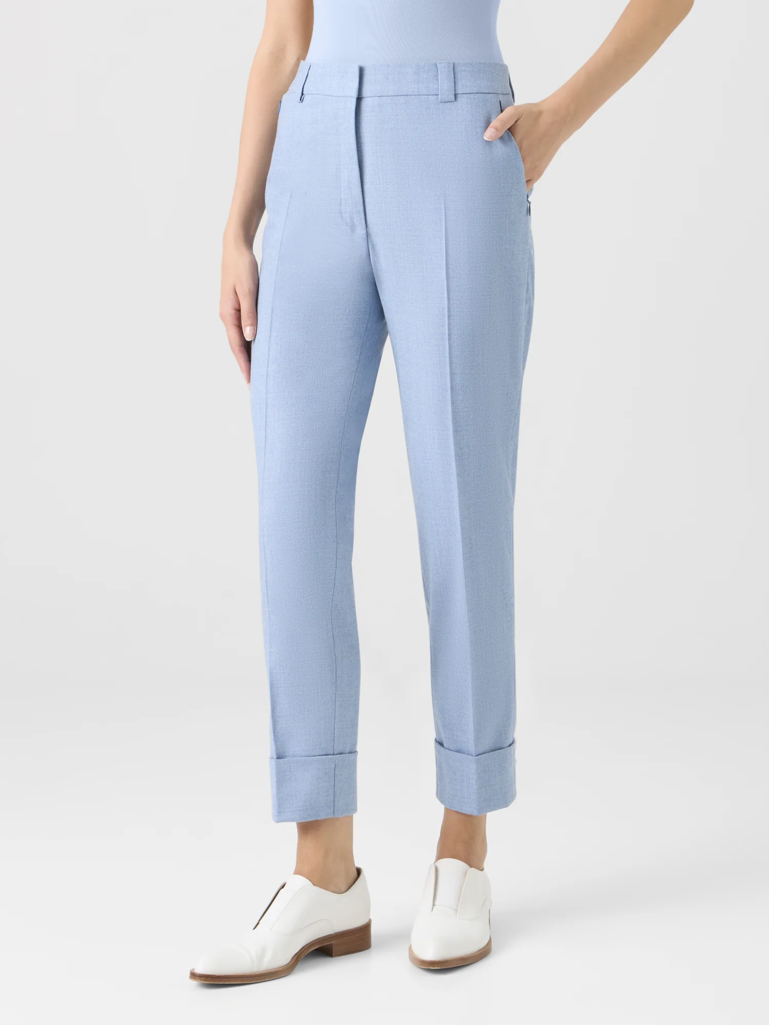 Cropped Tapered Wool Flannel Pants - Image 3