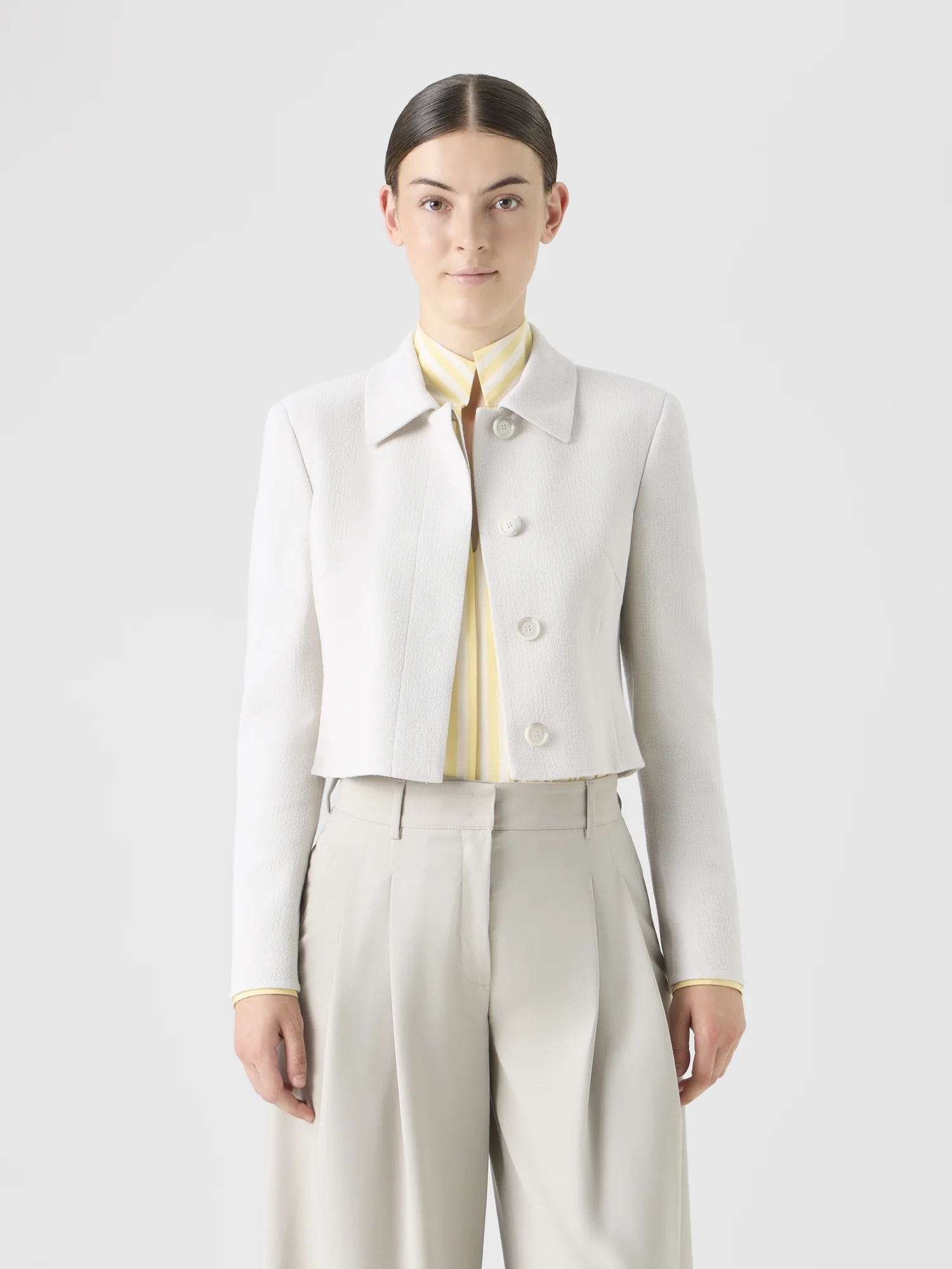 Cropped Wool Crêpe Double-Face Jacket - Image 2