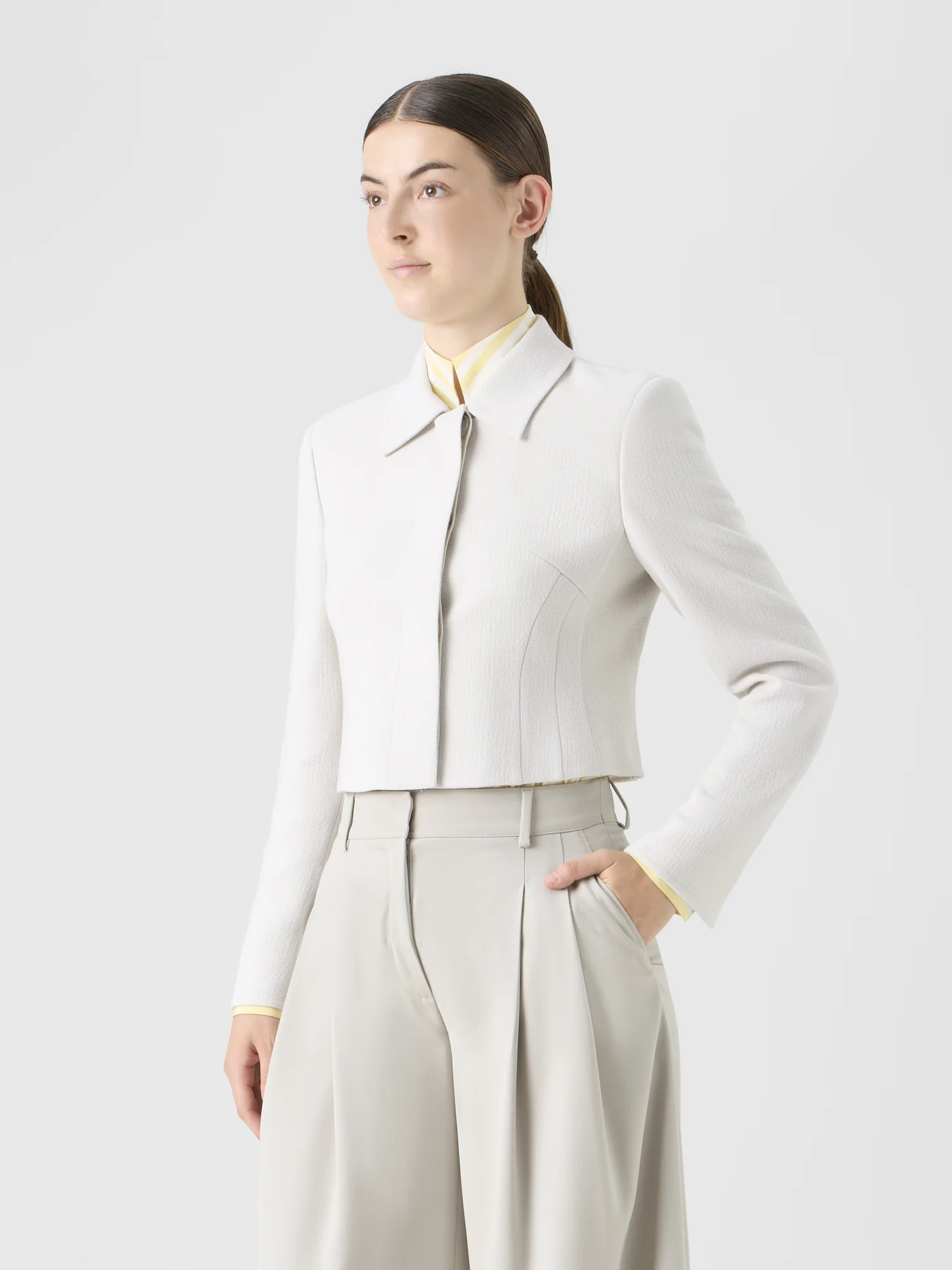 Cropped Wool Crêpe Double-Face Jacket - Image 3