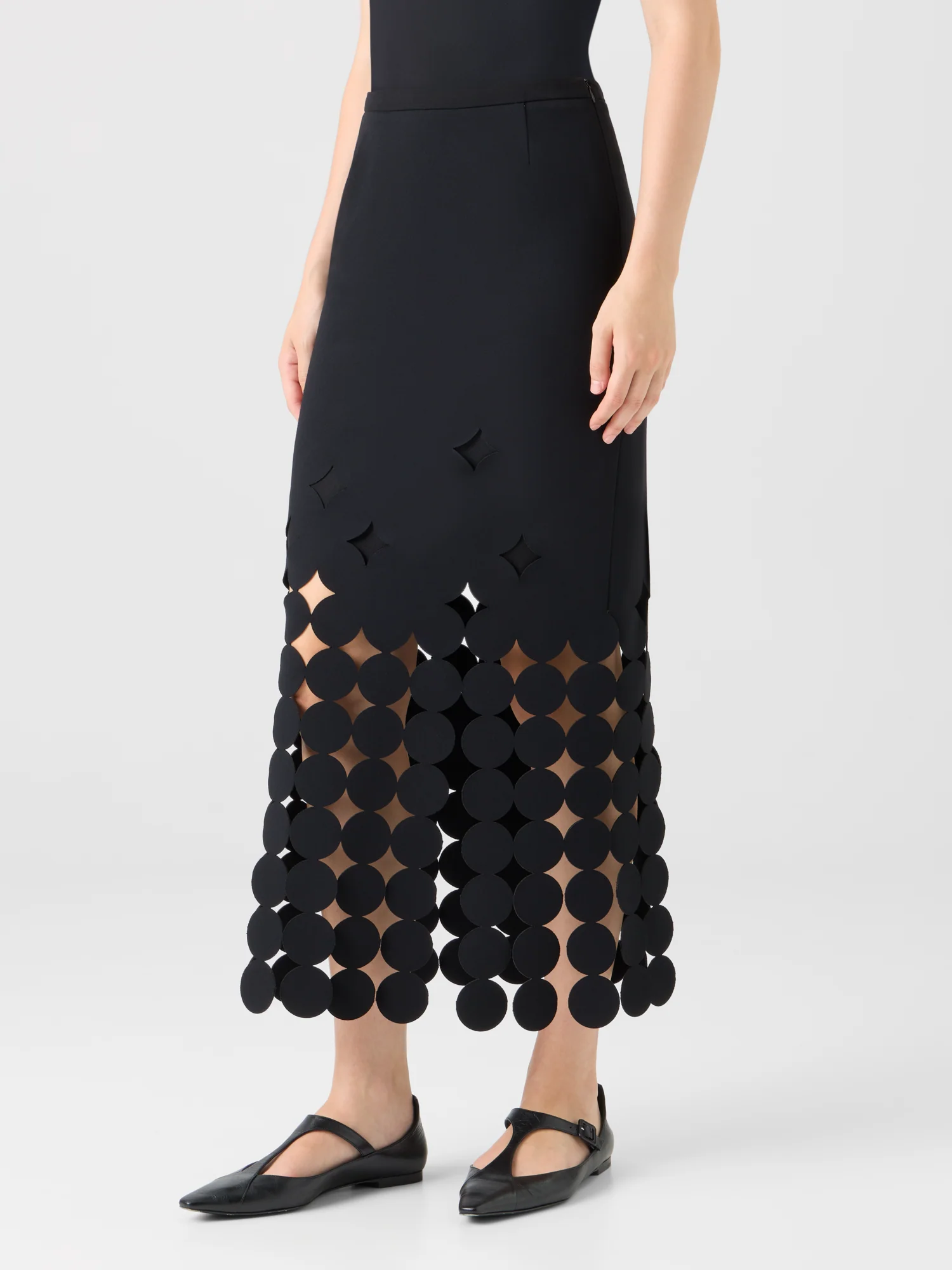 Dropping Dot Cut-Out Jersey Midi Skirt - Image 4