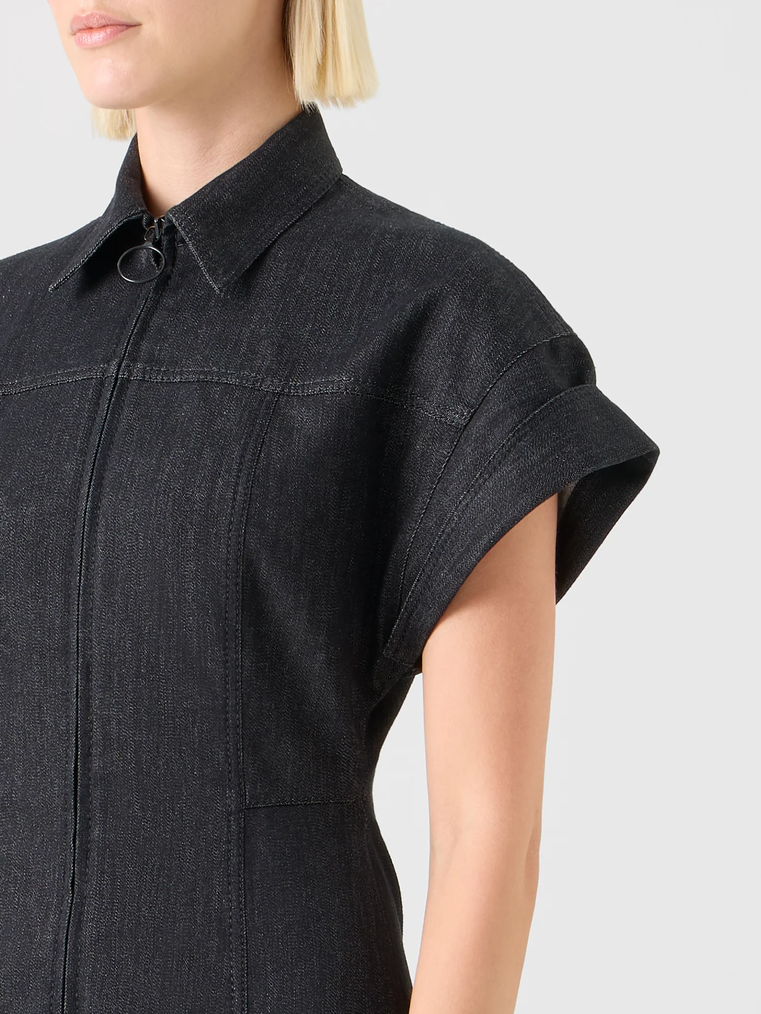 Fitted Cotton Stretch Denim Dress - Image 3