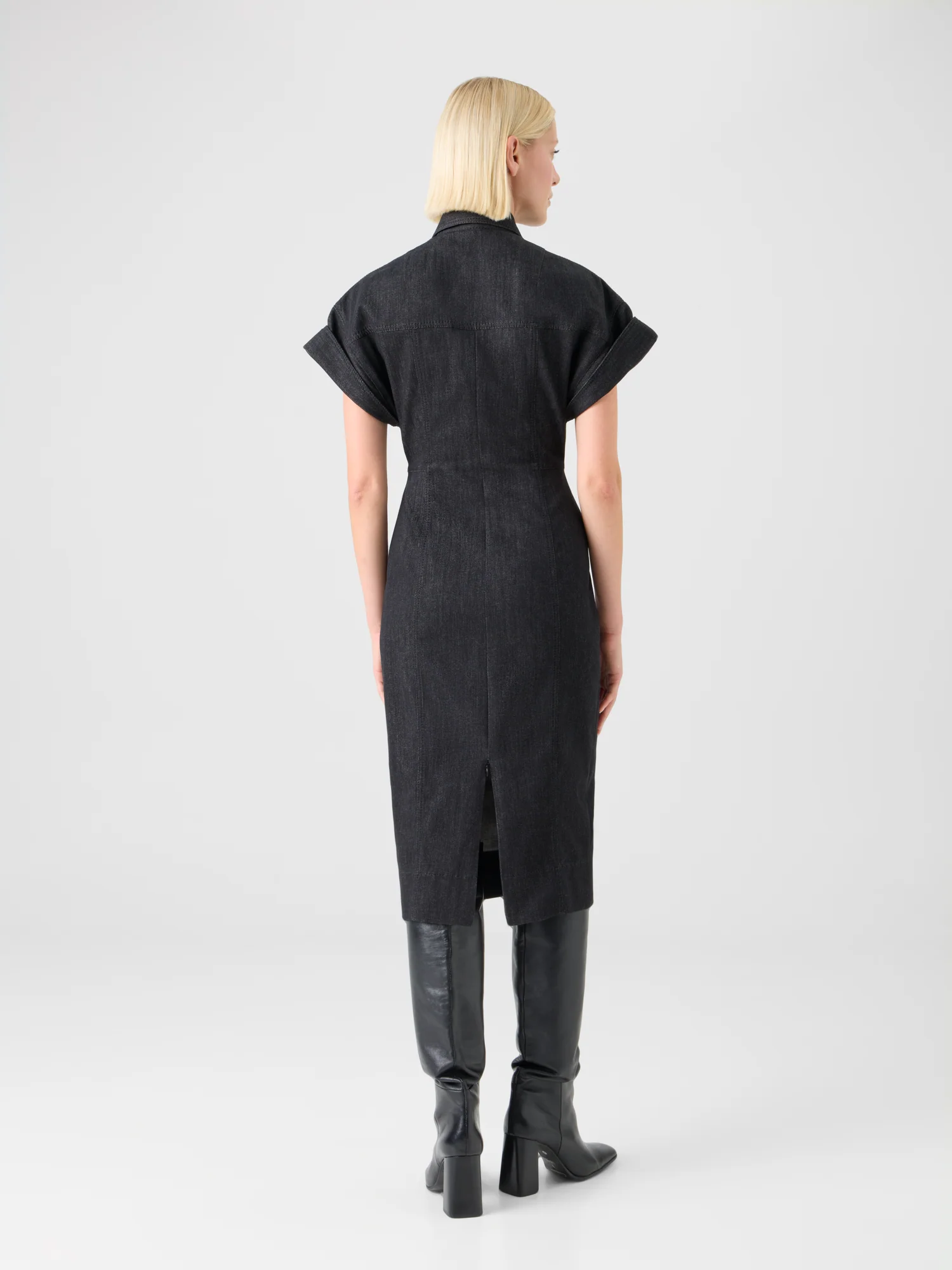Fitted Cotton Stretch Denim Dress - Image 5