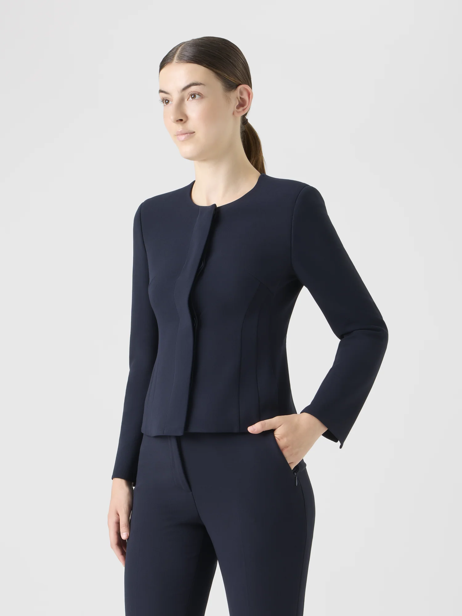 Fitted Wool Bi-Stretch Double-Face Jacket - Image 3