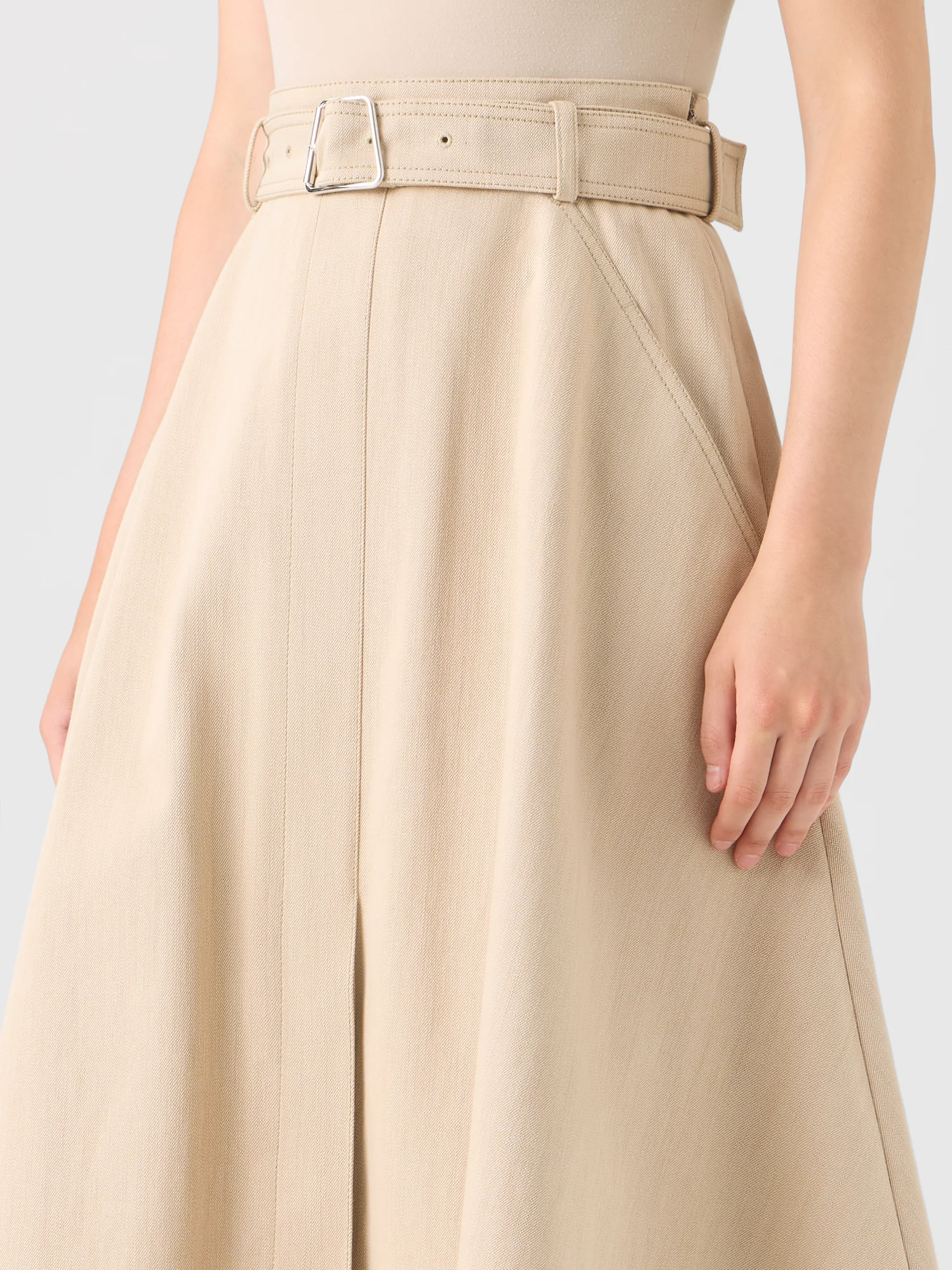 Flared A-Line Midi Skirt in Cotton Denim - Image 4
