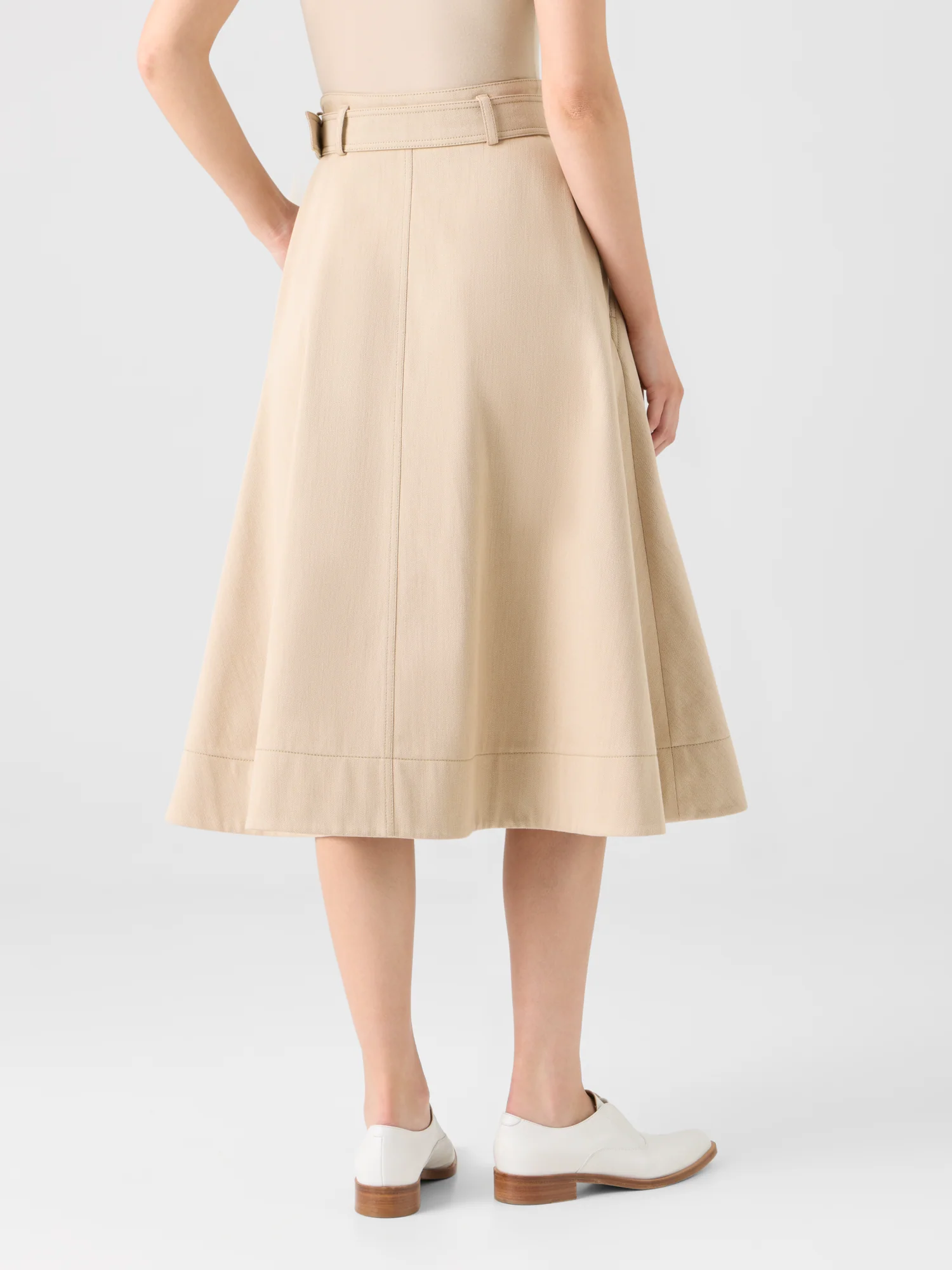 Flared A-Line Midi Skirt in Cotton Denim - Image 5