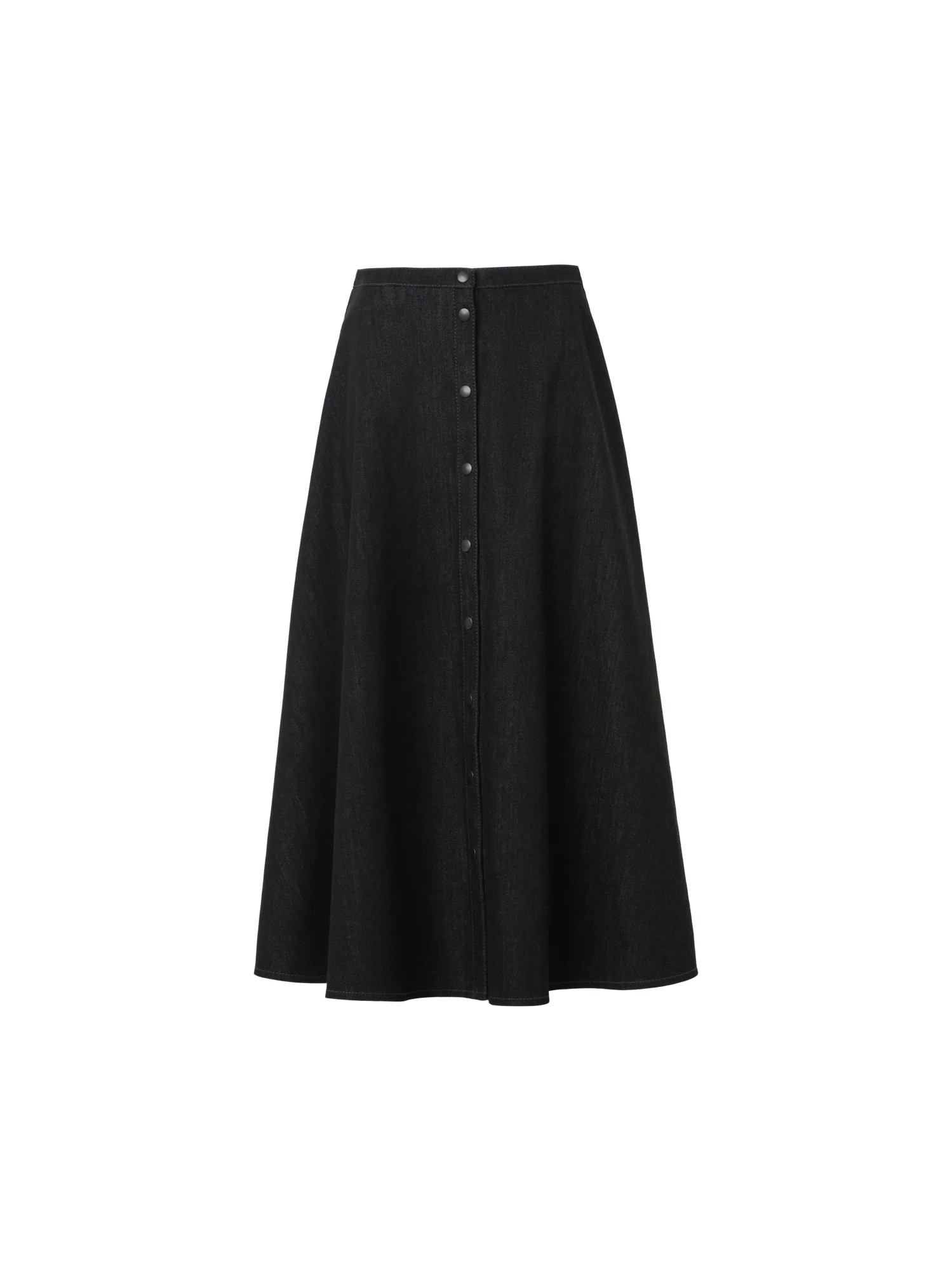 Flared Cotton Stretch Denim Skirt