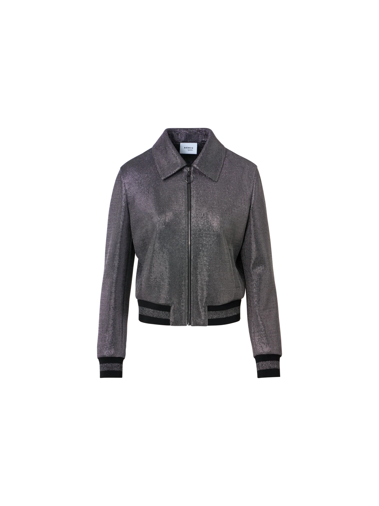 Metallic Birdseye Jersey Bomber Jacket