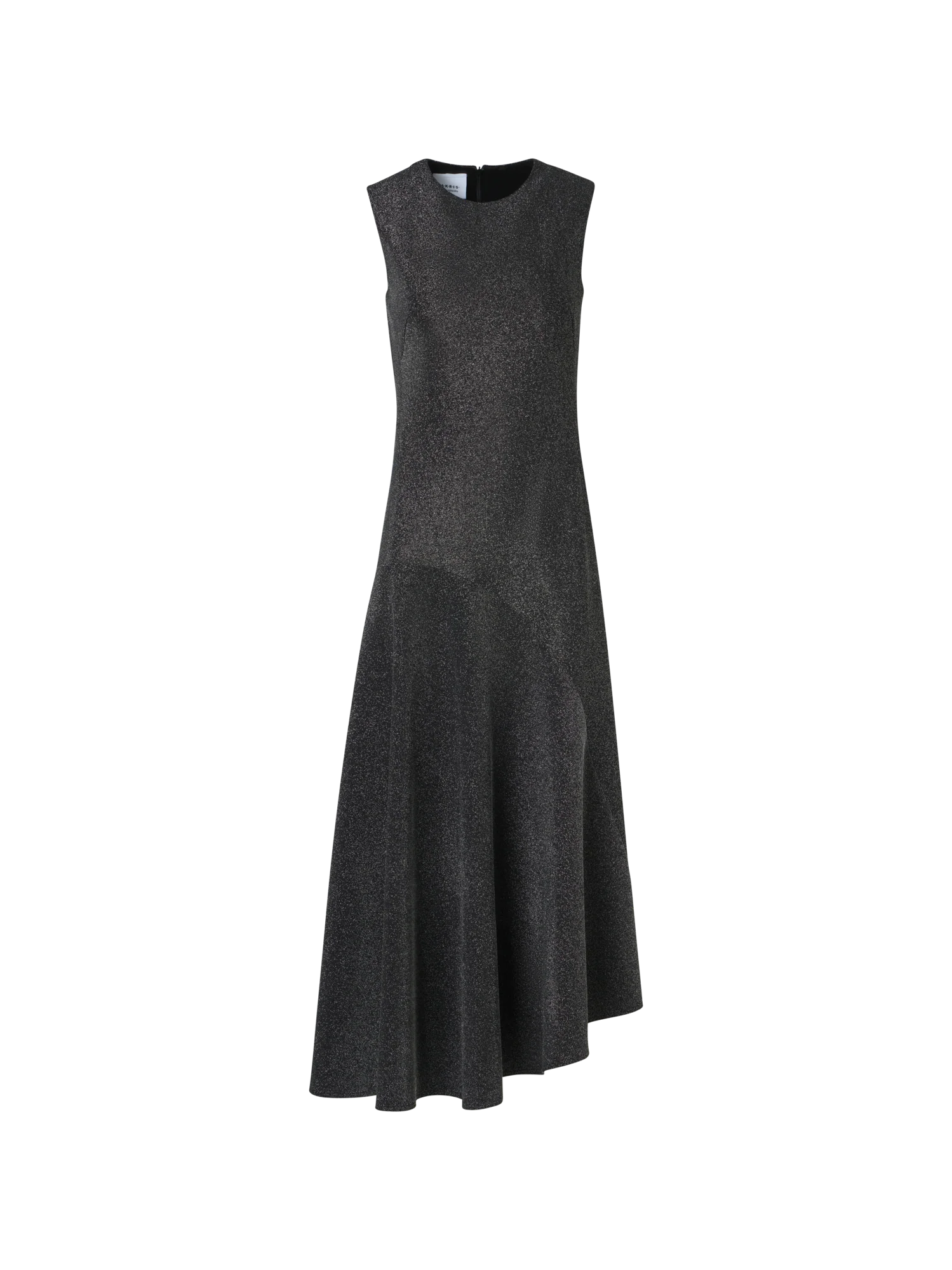 Metallic Jersey Dress with Handkerchief Hem