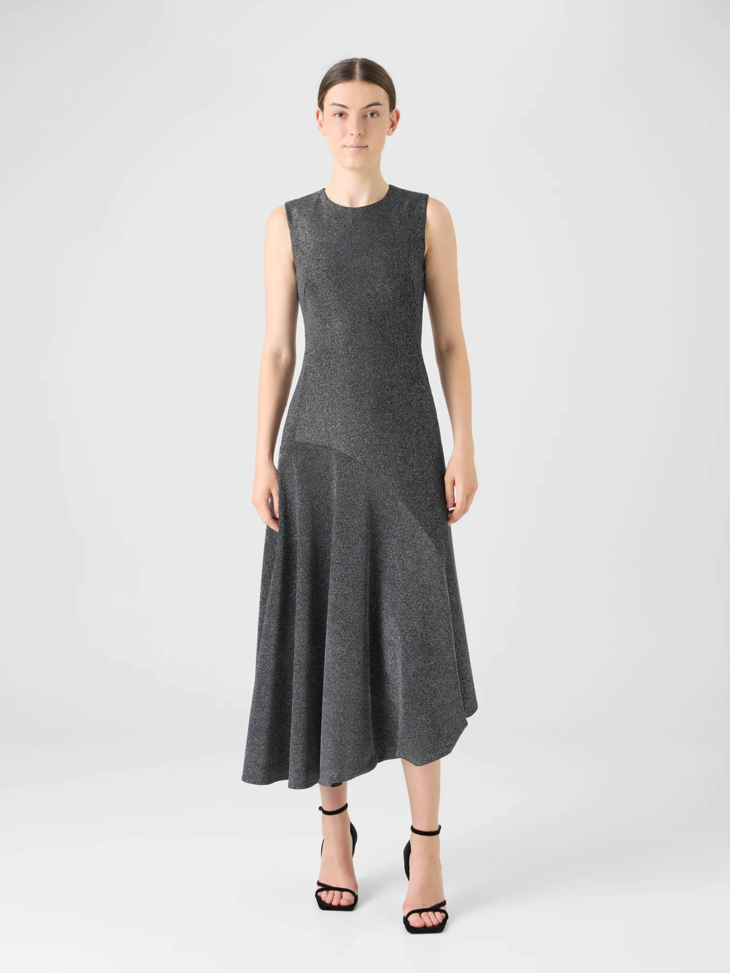 Metallic Jersey Dress with Handkerchief Hem - Image 2