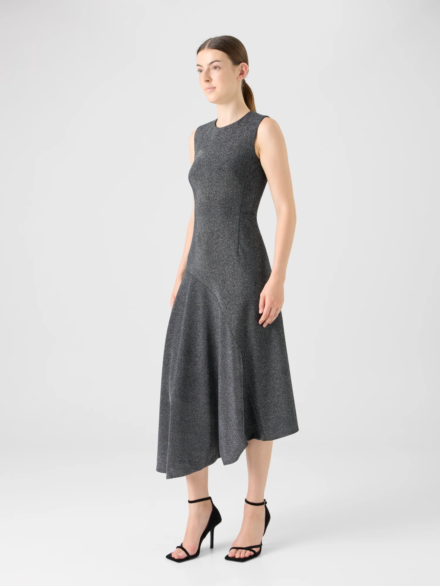 Metallic Jersey Dress with Handkerchief Hem - Image 3
